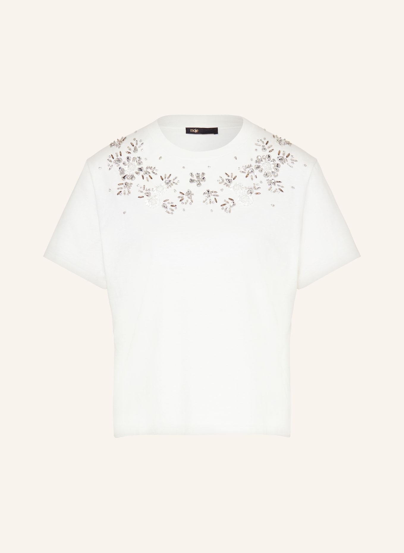 maje T-Shirt mit Schumucksteinen, Farbe: WEISS (Bild 1)