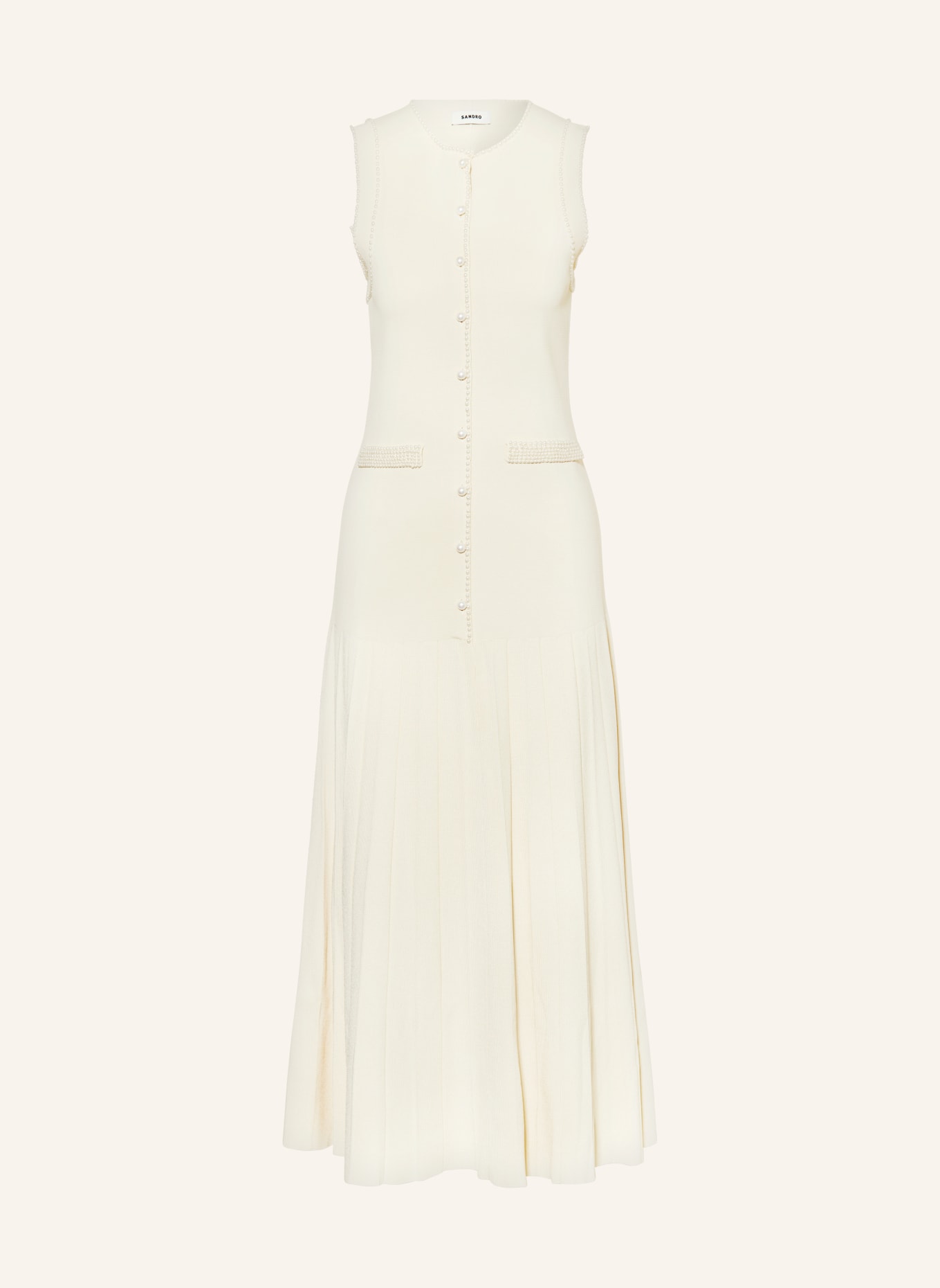 SANDRO Kleid mit Schmuckperlen, Farbe: BEIGE (Bild 1)