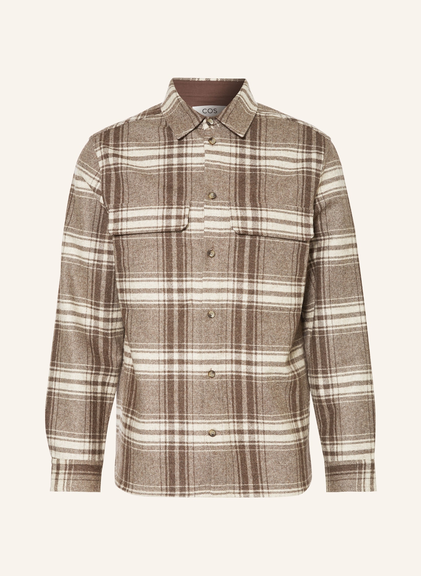 COS Flannel shirt relaxed fit, Color: BEIGE/ BROWN/ DARK BROWN (Image 1)