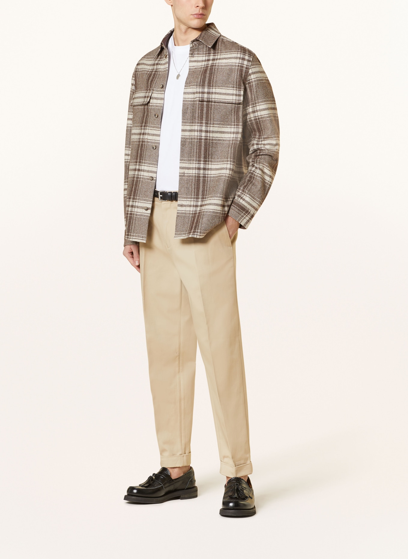 COS Flannel shirt relaxed fit, Color: BEIGE/ BROWN/ DARK BROWN (Image 2)