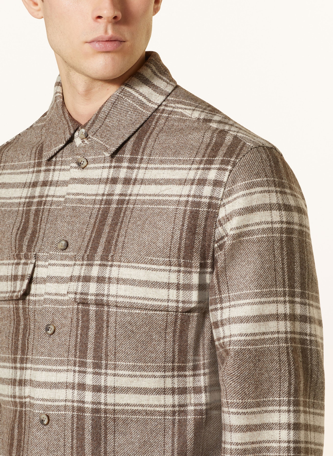 COS Flannel shirt relaxed fit, Color: BEIGE/ BROWN/ DARK BROWN (Image 4)