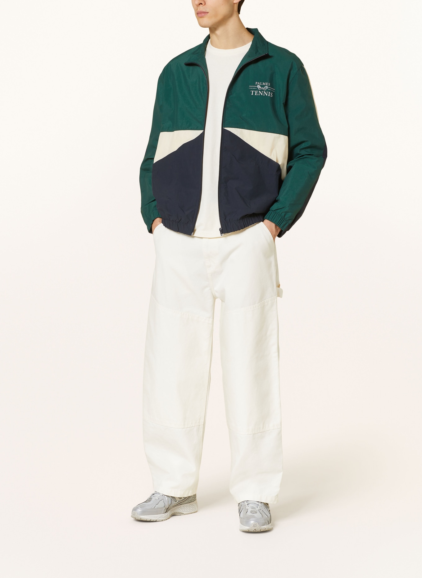 Palmes Bomber jacket VICHI, Color: GREEN/ DARK BLUE/ CREAM (Image 3)