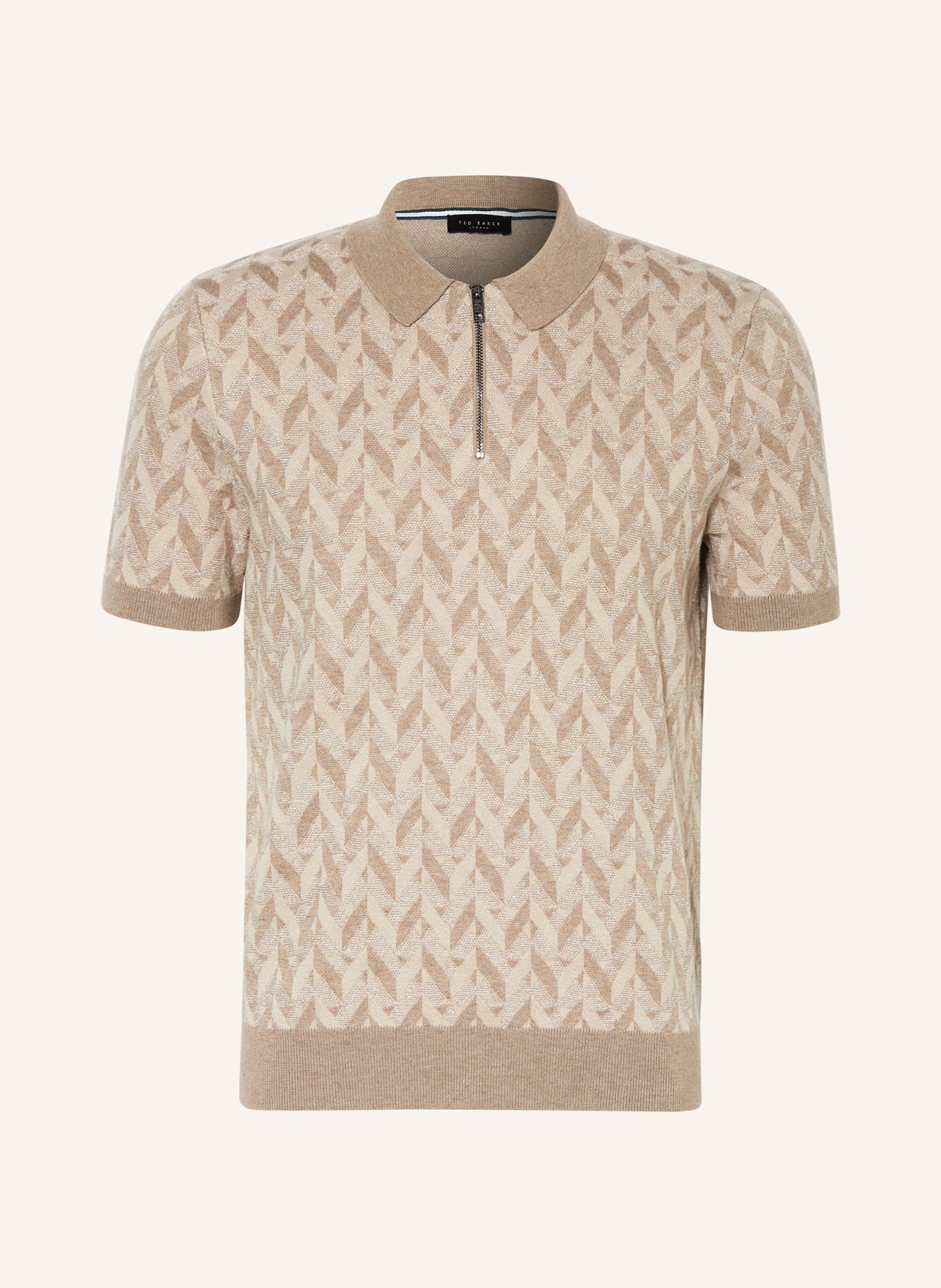 TED BAKER Strick-Poloshirt MITFORD, Farbe: NUDE/ WEISS/ BEIGE (Bild 1)