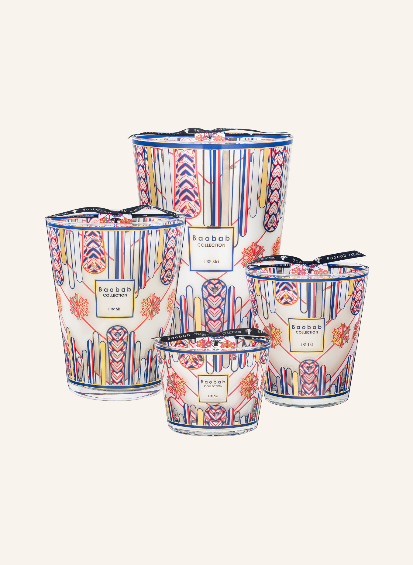 Baobab COLLECTION Duftkerze I LOVE SKI: ROT / BLAU / GOLD