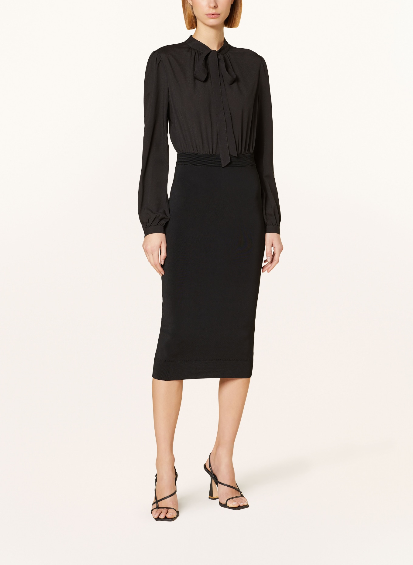 TED BAKER Bow tie collar dress MERSEA in mixed materials in black