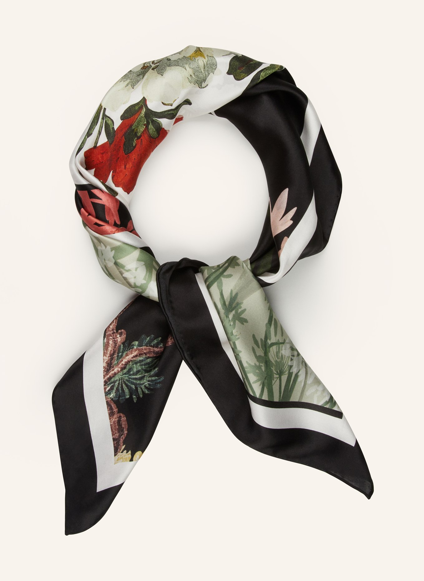 TED BAKER Silk scarf JANASI, Color: BLACK/ LIGHT RED/ GREEN (Image 2)