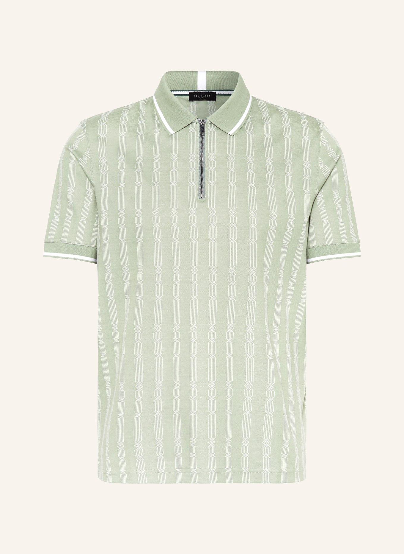 TED BAKER Strick-Poloshirt ICKEN Regular Fit, Farbe: HELLGRÜN/ WEISS (Bild 1)