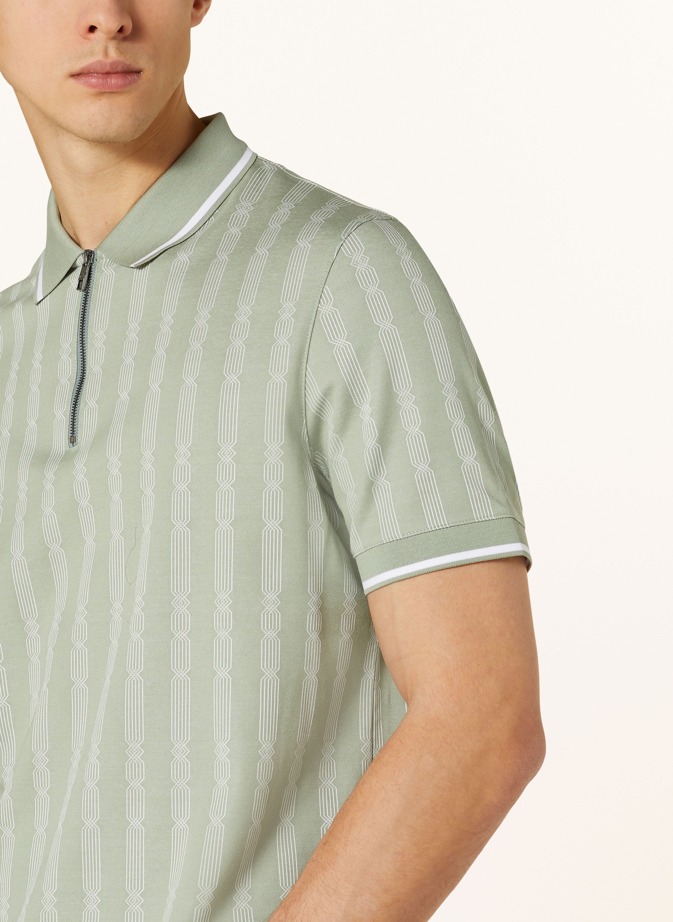 TED BAKER Koszulka polo z dzianiny ICKEN regular fit, Kolor: JASNOZIELONY/ BIAŁY (Obrazek 4)