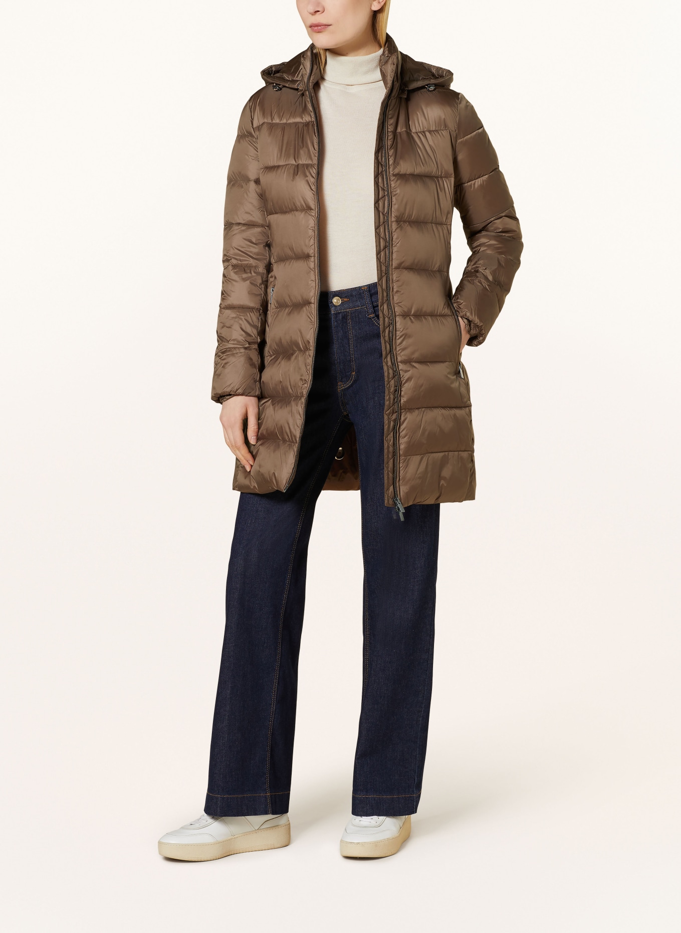 HOBBS Quilted coat JOELLE with removable hood, Color: BROWN (Image 2)