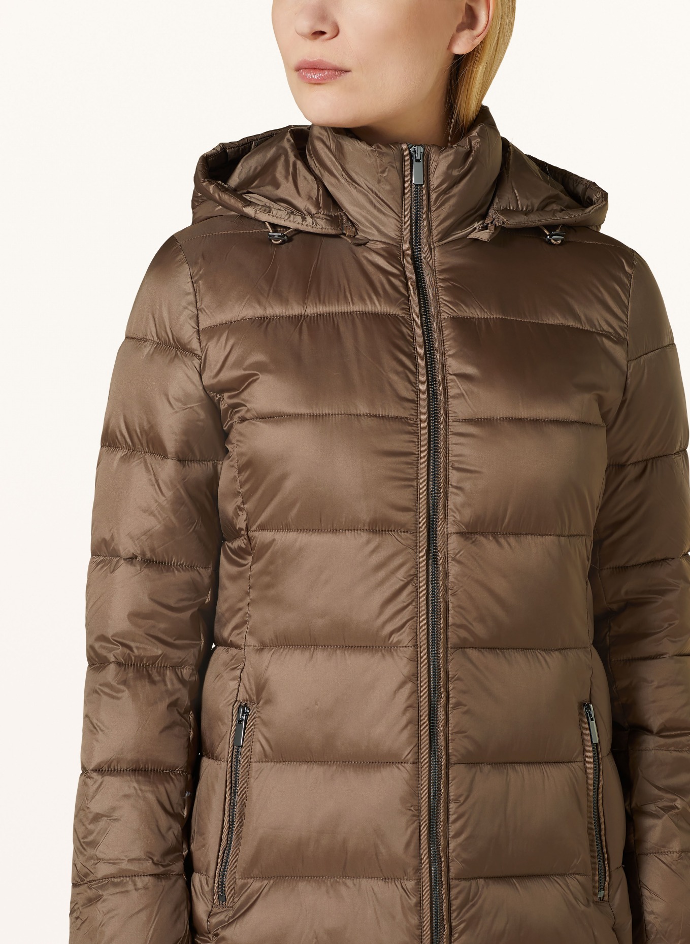 HOBBS Quilted coat JOELLE with removable hood, Color: BROWN (Image 5)