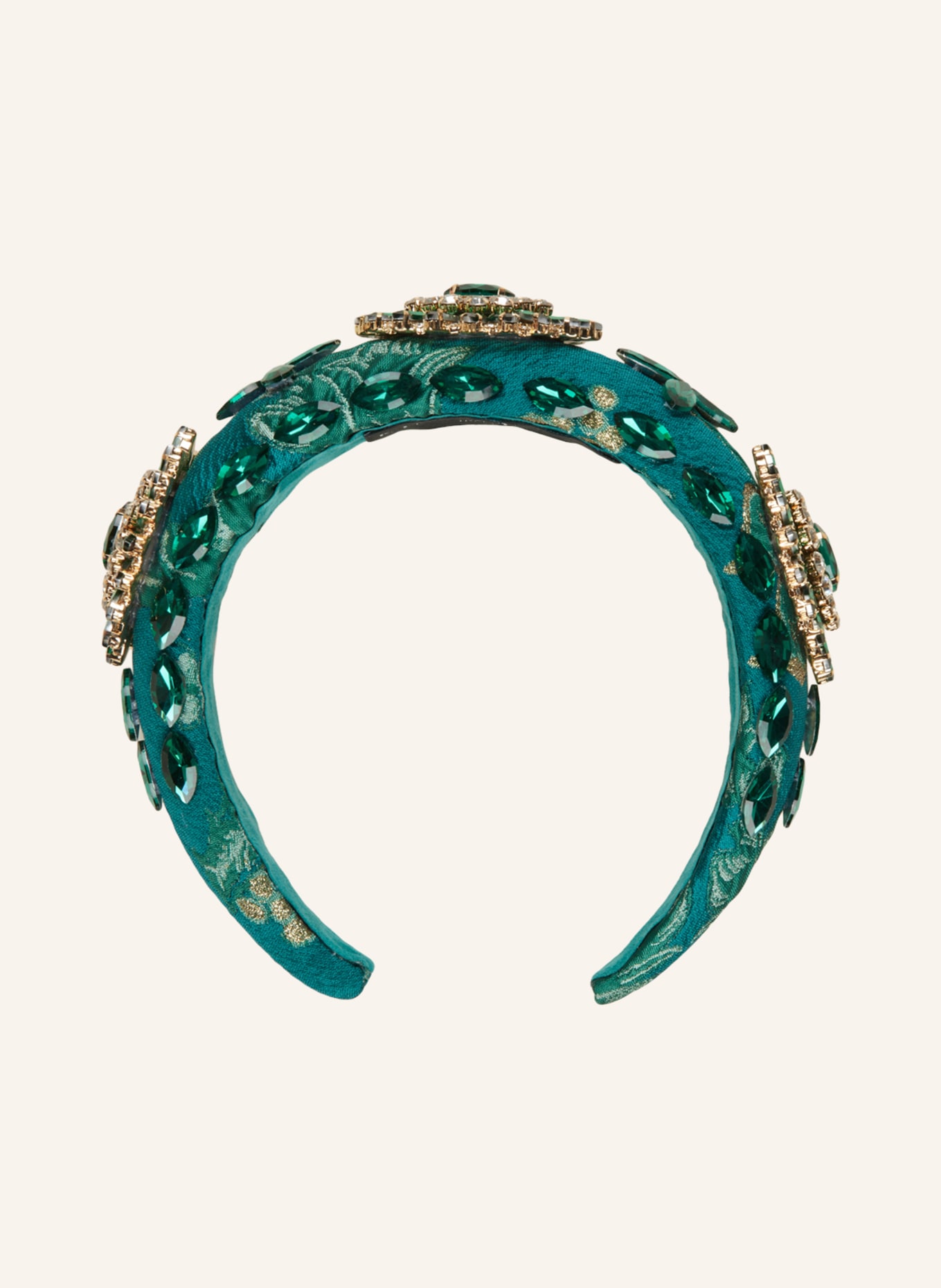 KINGA MATHE Hairband with decorative gems, Color: GREEN/ TEAL (Image 1)