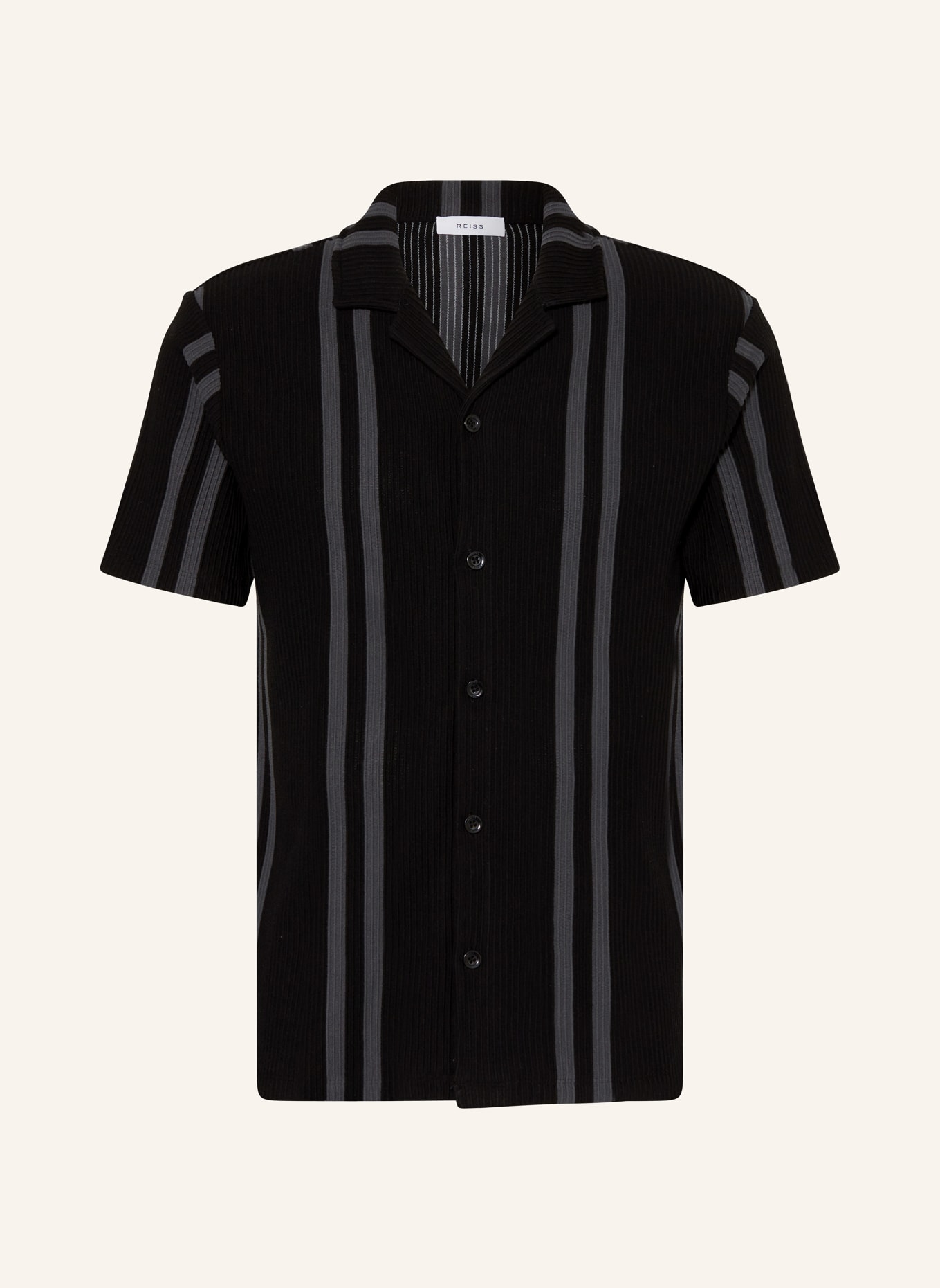 REISS Resort shirt CASTLE regular fit in jersey, Color: BLACK/ DARK GRAY (Image 1)
