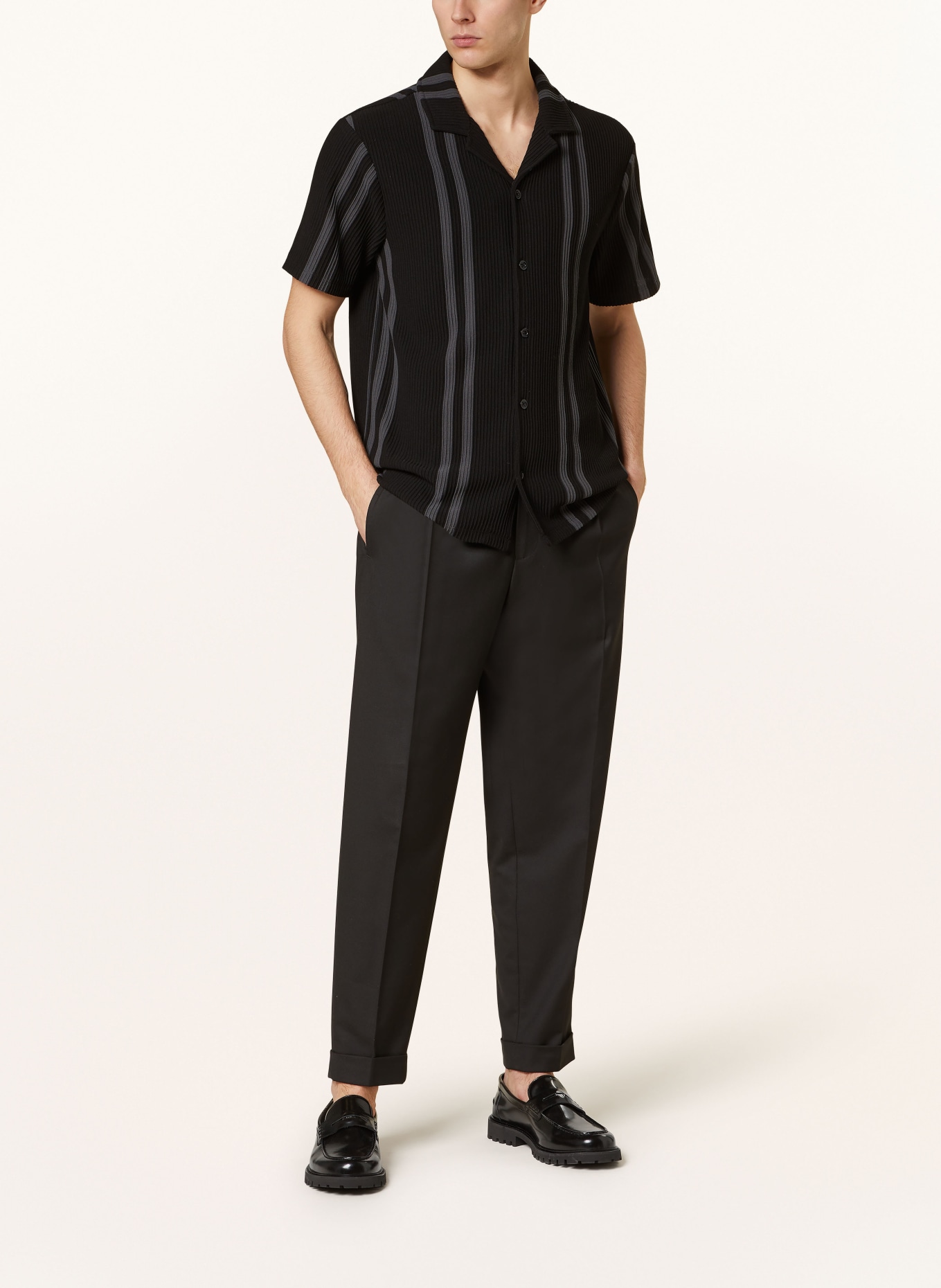 REISS Resort shirt CASTLE regular fit in jersey, Color: BLACK/ DARK GRAY (Image 2)