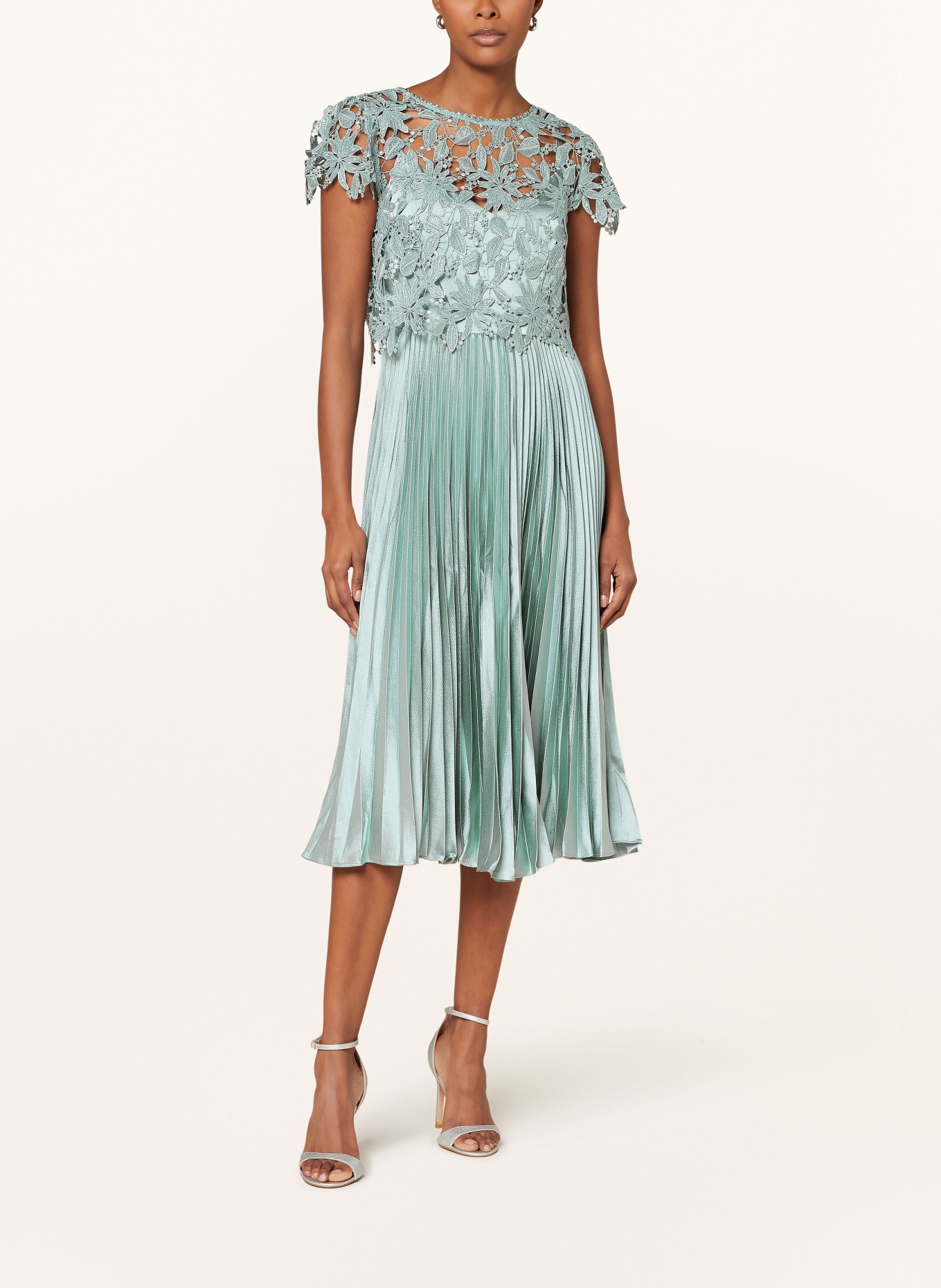 Phase Eight Satin dress DANA with pleats and lace, Color: MINT (Image 2)