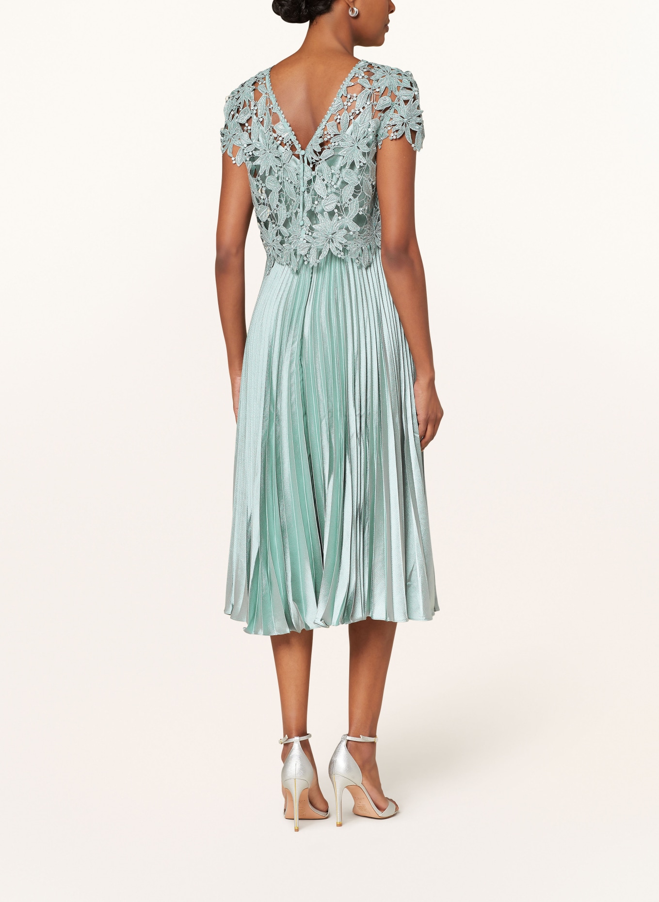 Phase Eight Satin dress DANA with pleats and lace, Color: MINT (Image 3)