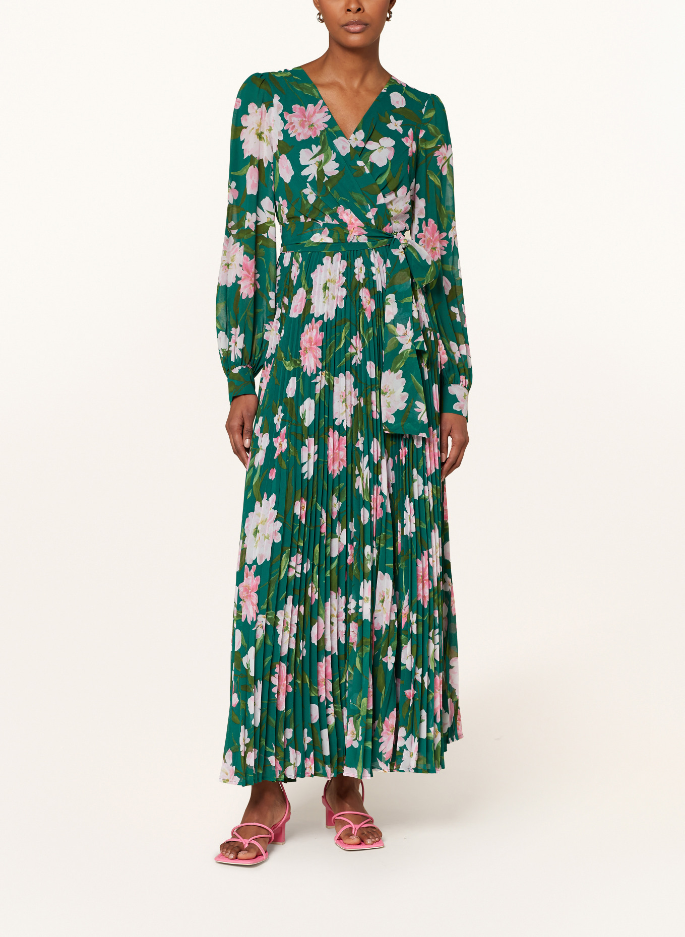 Phase Eight Kleid ROSA mit Plissees, Farbe: DUNKELGRÜN/ ROSA/ HELLROSA (Bild 2)