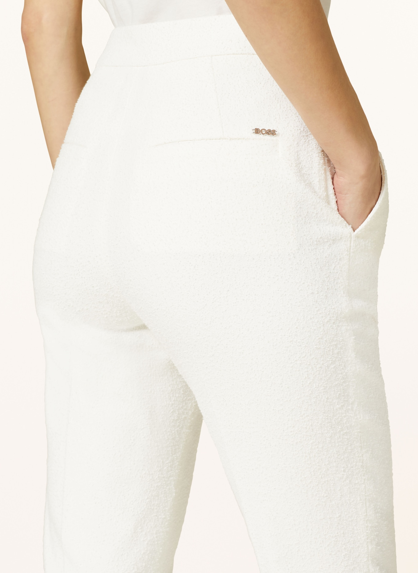 BOSS Spodnie z materiału frotte TEMARTHA, Kolor: ECRU (Obrazek 5)