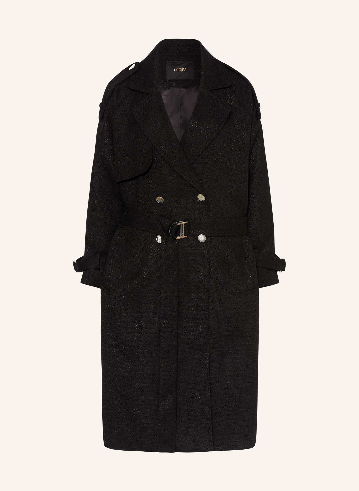 maje Tweed-Mantel, Farbe: SCHWARZ (Bild 1)