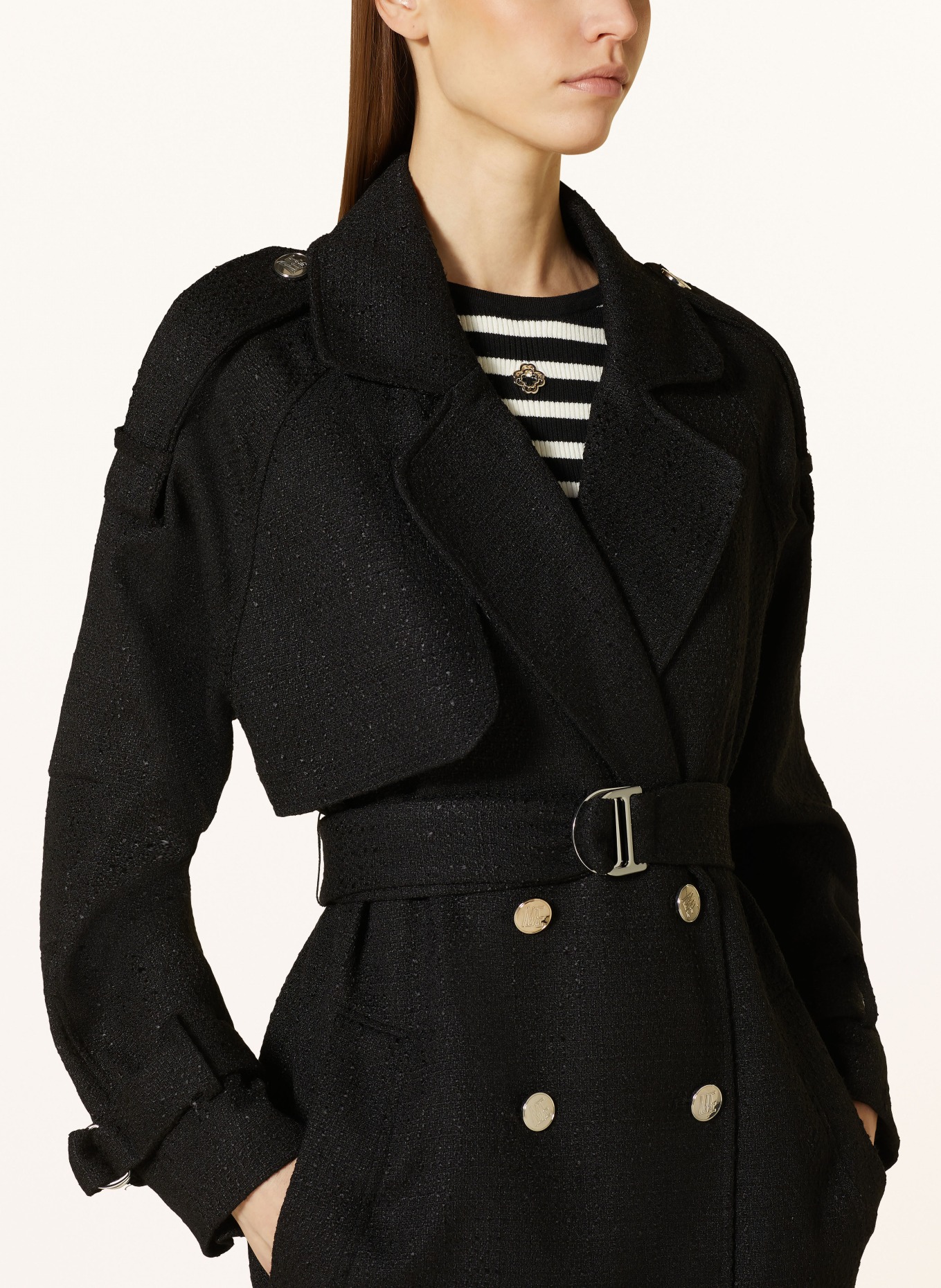 maje Tweed-Mantel, Farbe: SCHWARZ (Bild 4)
