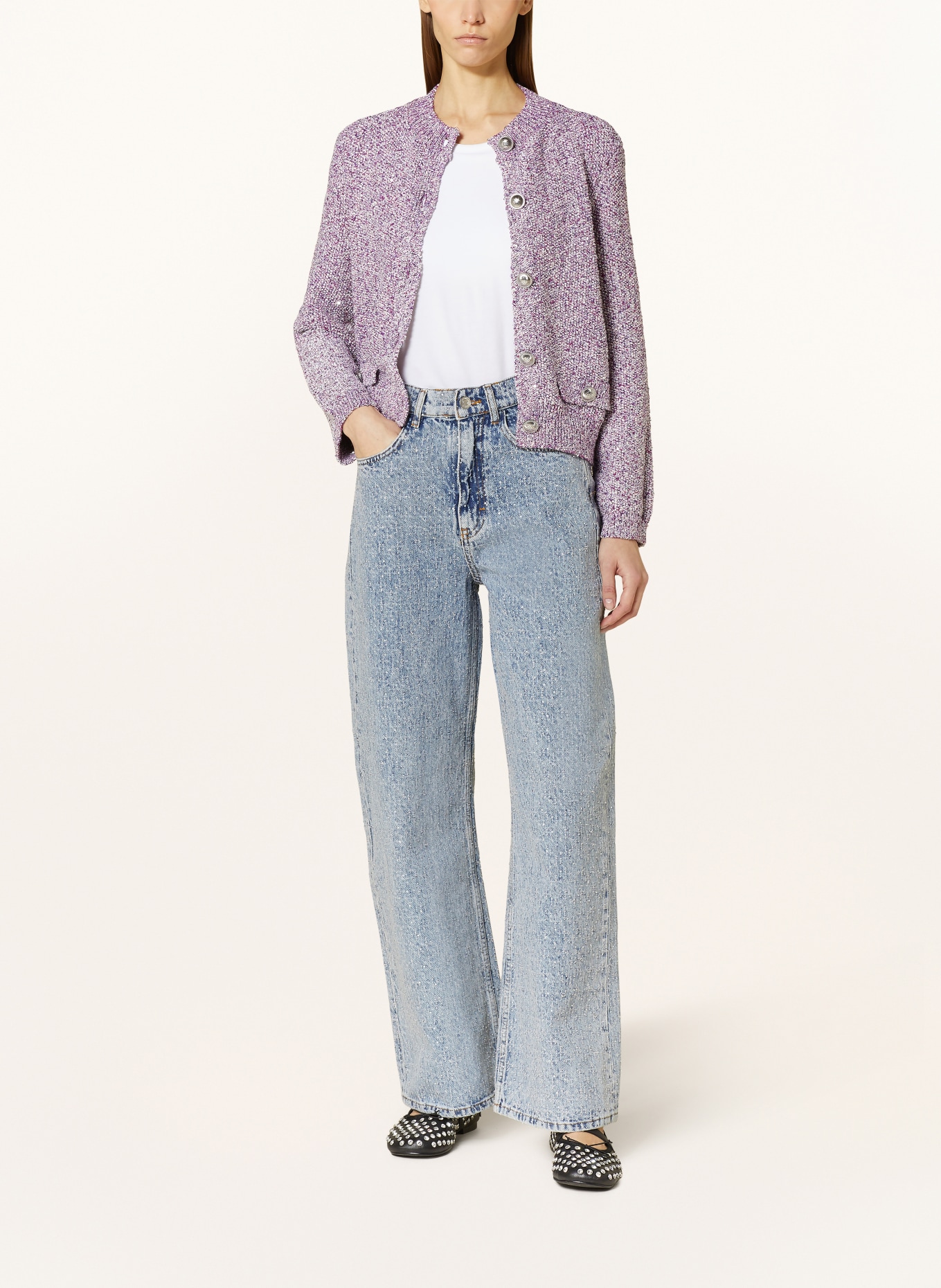 maje Straight Jeans mit Schmucksteinen, Farbe: BLAU (Bild 2)