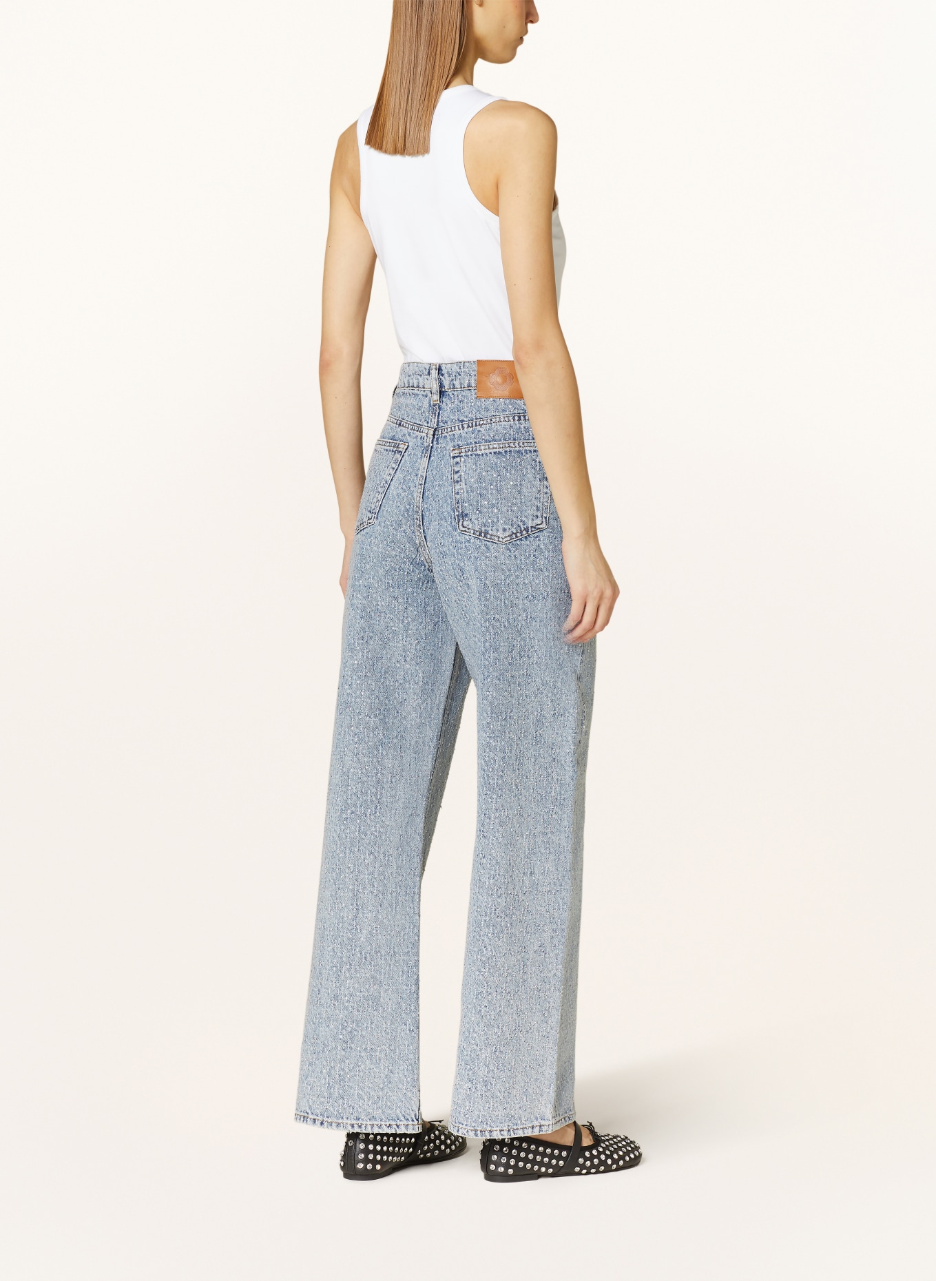 maje Straight Jeans mit Schmucksteinen, Farbe: BLAU (Bild 3)