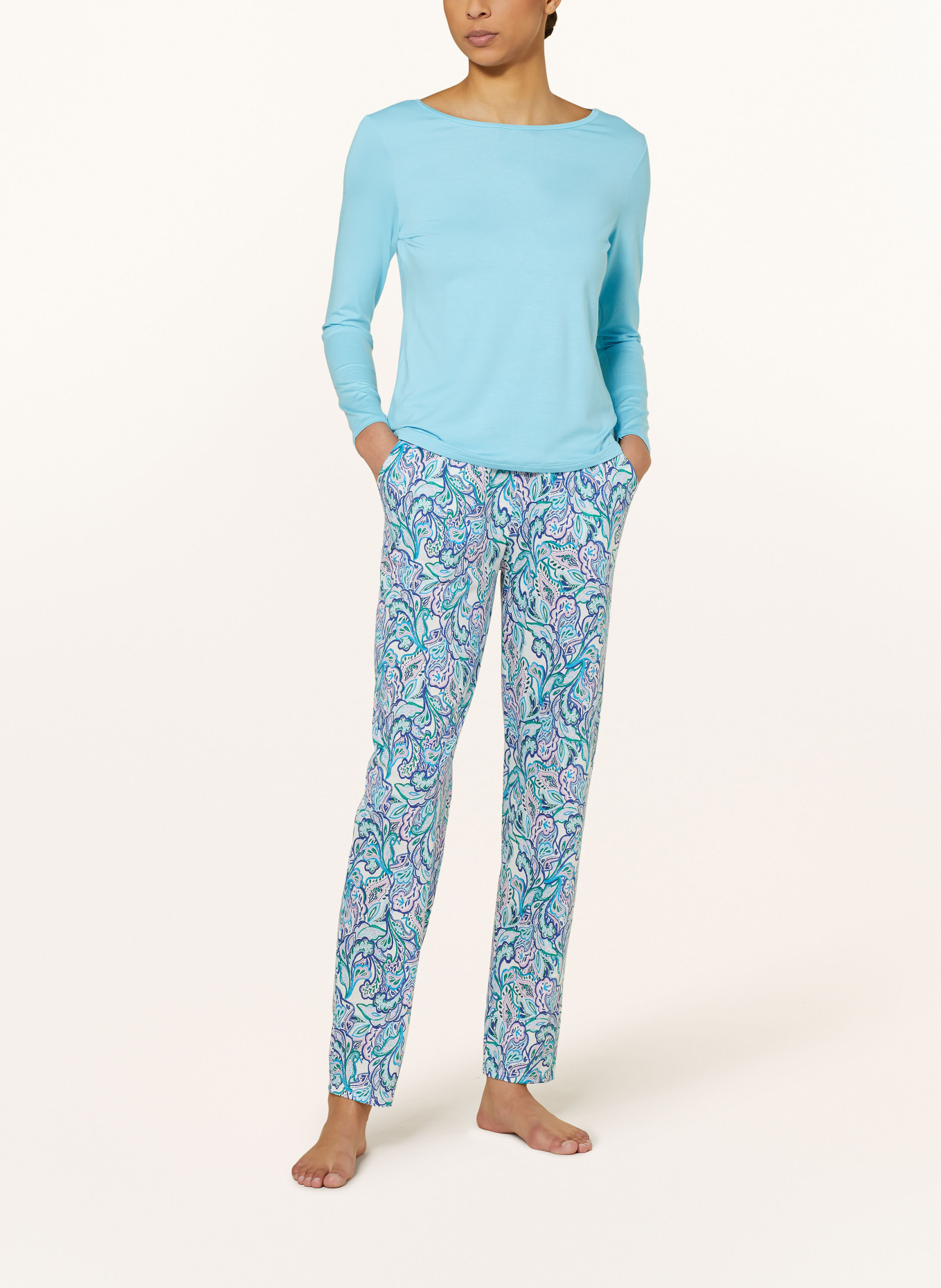 CALIDA Pajama pants FAVOURITES ENERGY, Color: WHITE/ BLUE/ GREEN (Image 2)
