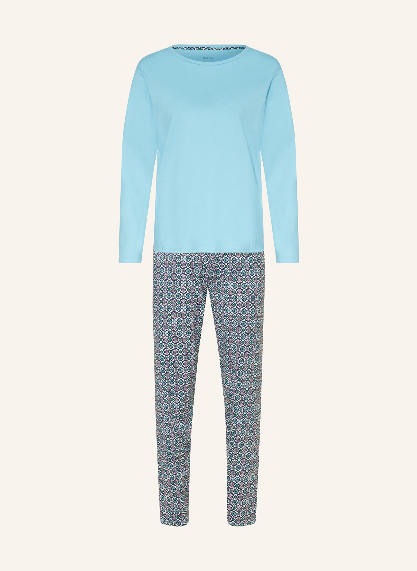 CALIDA Pajamas SPRING NIGHTS, Color: TURQUOISE/ WHITE/ DARK BLUE (Image 1)