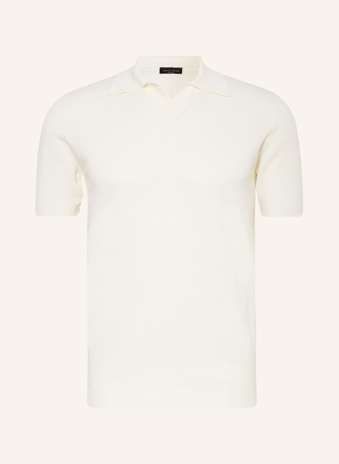 roberto collina Strick-Poloshirt aus Leinen, Farbe: CREME (Bild 1)