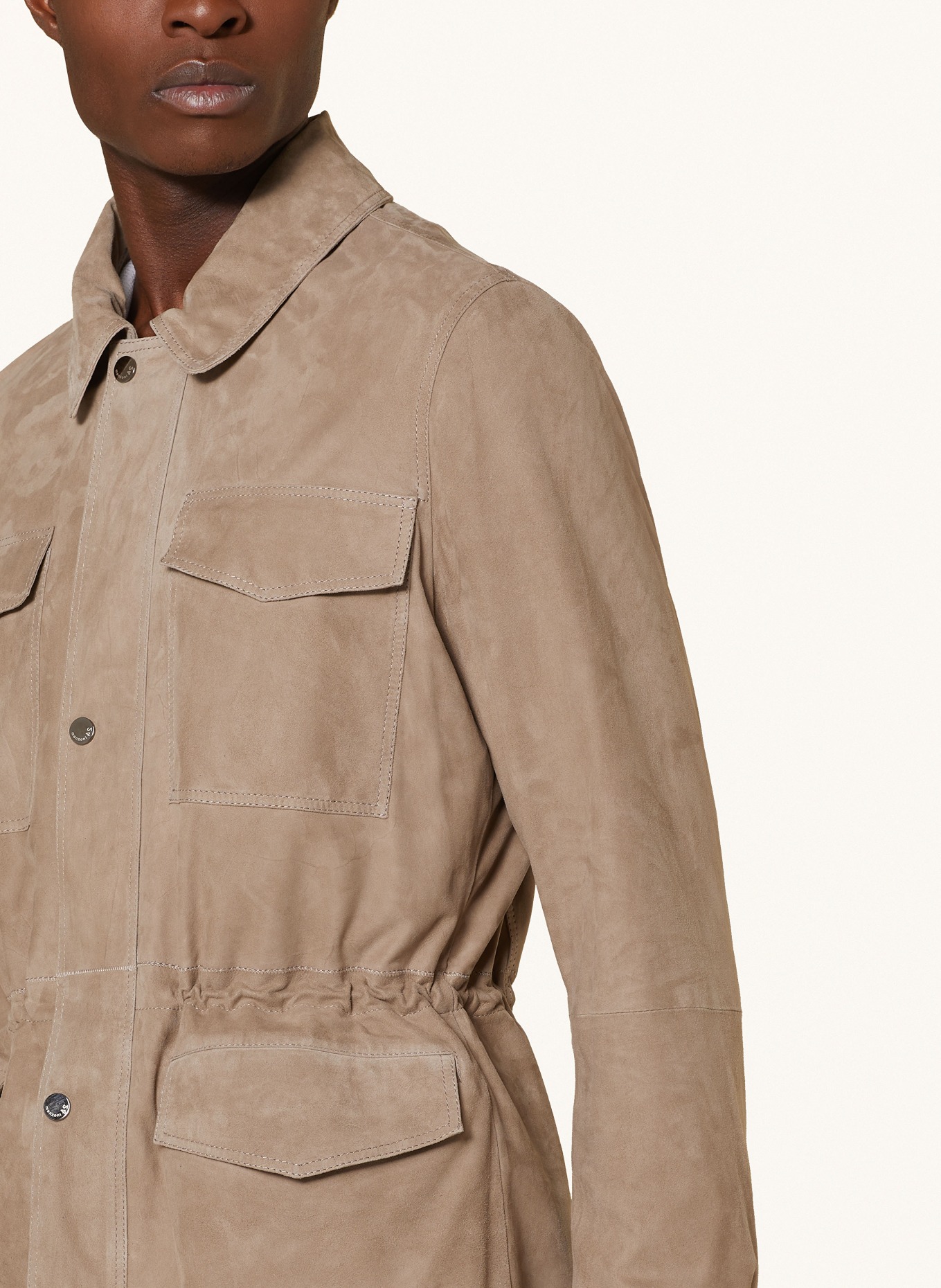 manzoni 24 Field jacket made of leather, Color: TAUPE (Image 4)