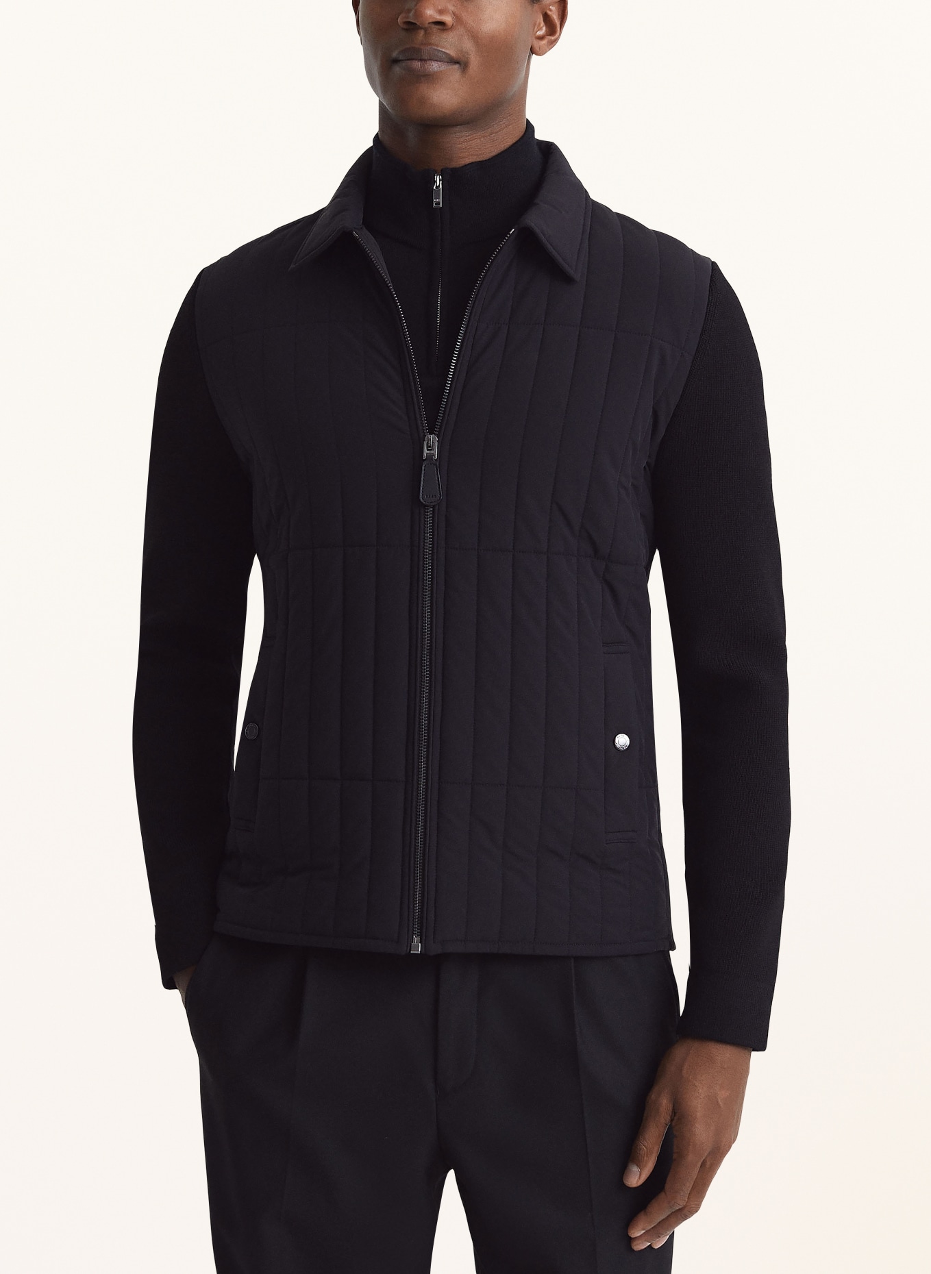 REISS Quilted jacket TOSCA in mixed materials, Color: BLACK (Image 4)