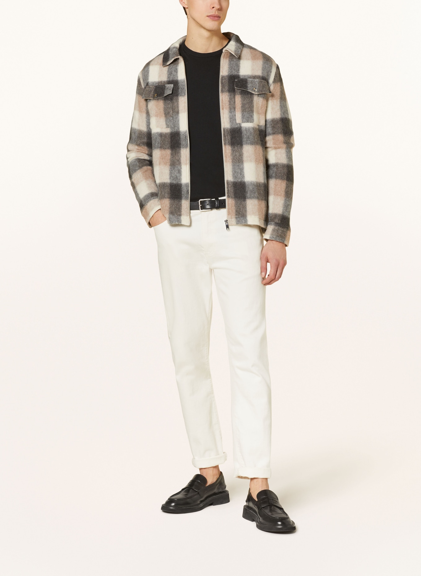REISS Knitted overshirt STAMFORD, Color: BLACK/ CREAM/ TAUPE (Image 2)