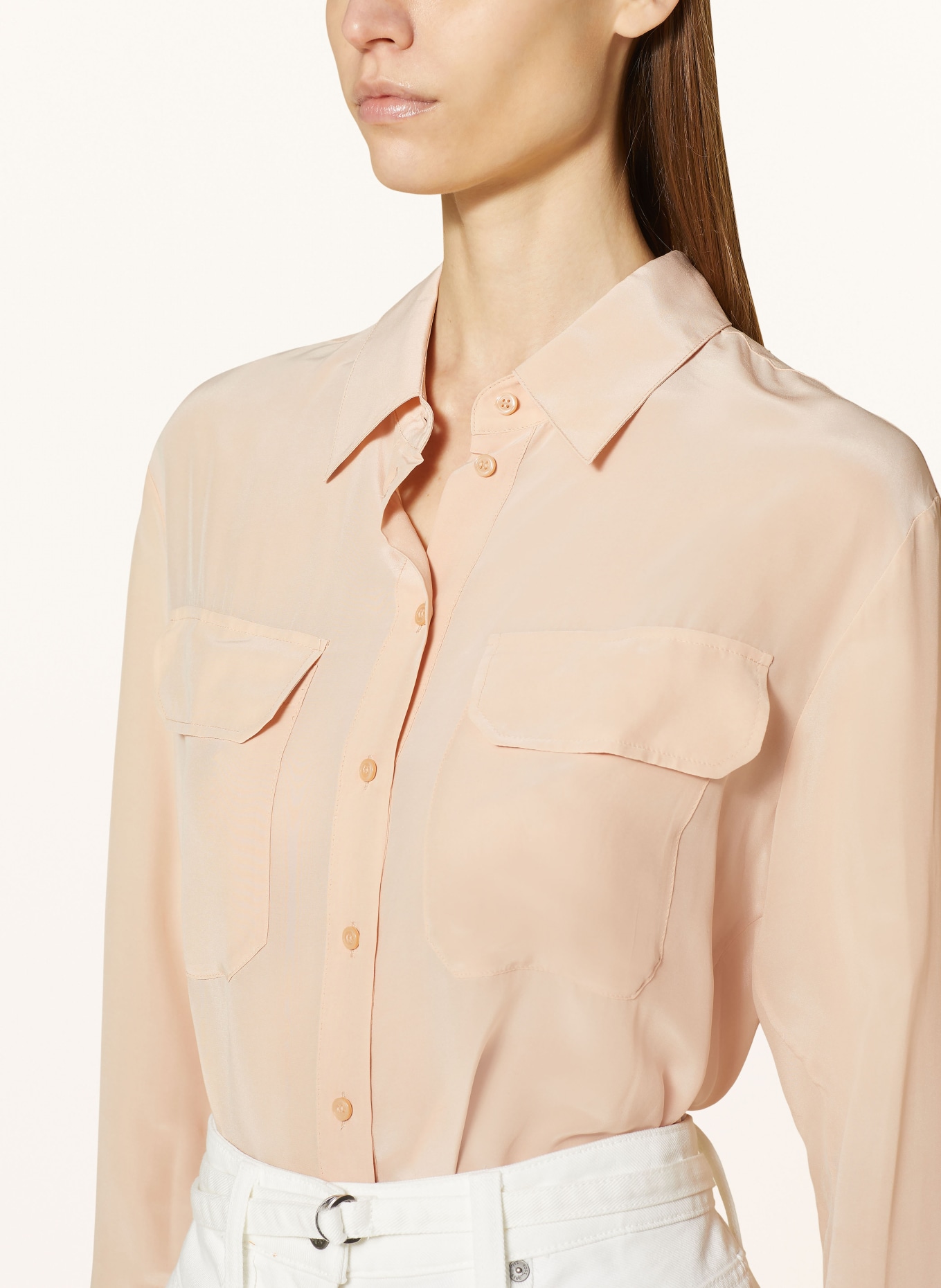 BOSS Shirt blouse BIVENTI with silk, Color: LIGHT ORANGE (Image 4)