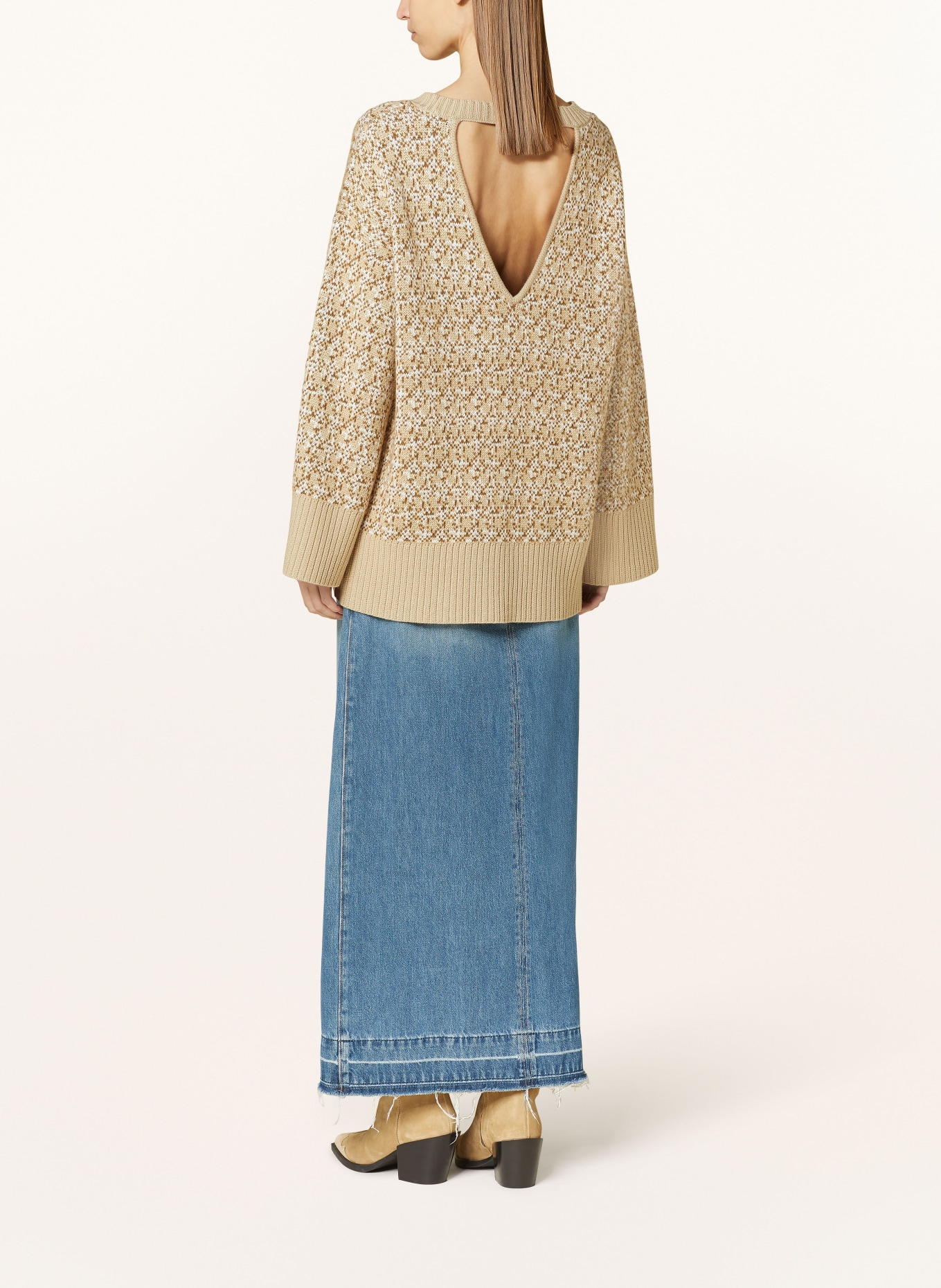 BOSS Oversized sweater FALONE, Color: CAMEL/ BROWN/ ECRU (Image 3)