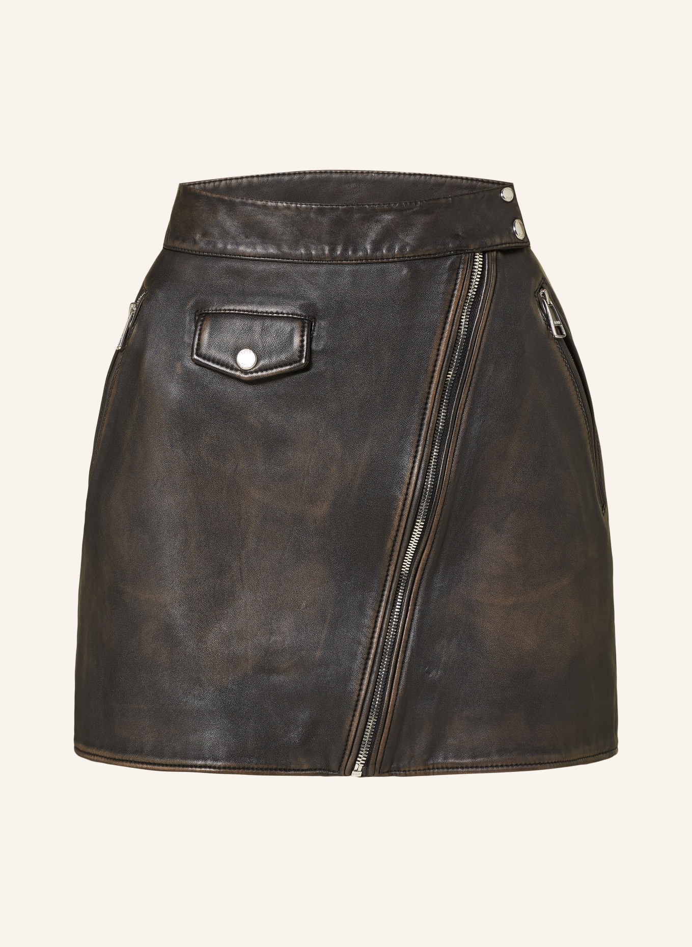 BOSS Leather skirt SEYARA, Color: DARK BROWN (Image 1)