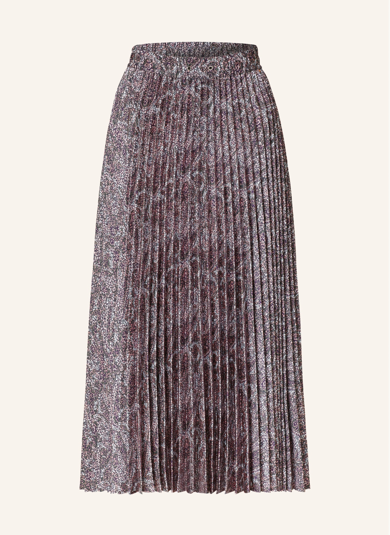 BOSS Pleated skirt VLISSOLE in satin, Color: DARK BROWN/ WHITE/ ROSE (Image 1)