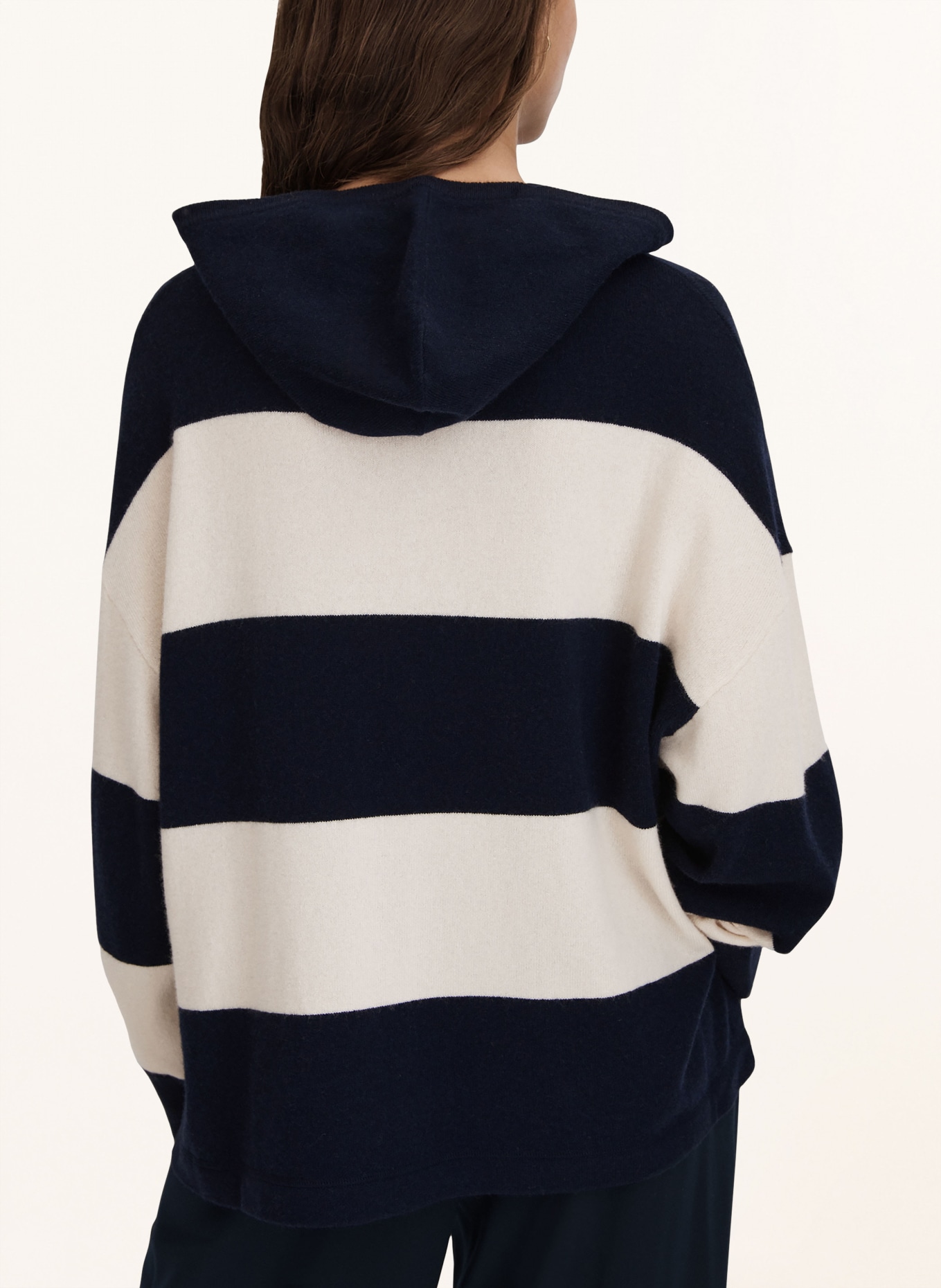 REISS Knit hoodie ALLY, Color: DARK BLUE/ CREAM (Image 3)