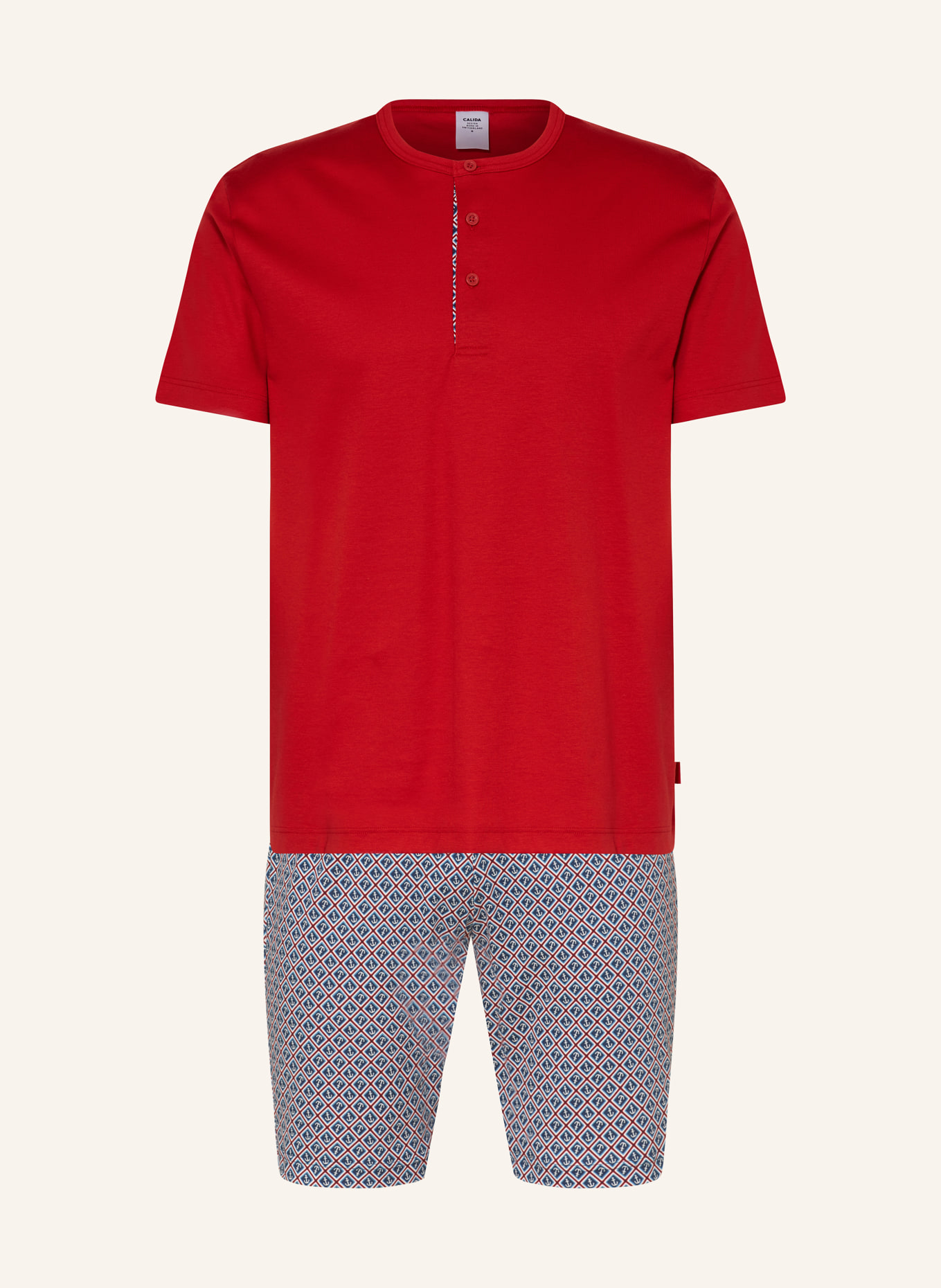 CALIDA Shorty-Schlafanzug RELAX STREAMLINE, Farbe: ROT/ DUNKELBLAU/ WEISS (Bild 1)