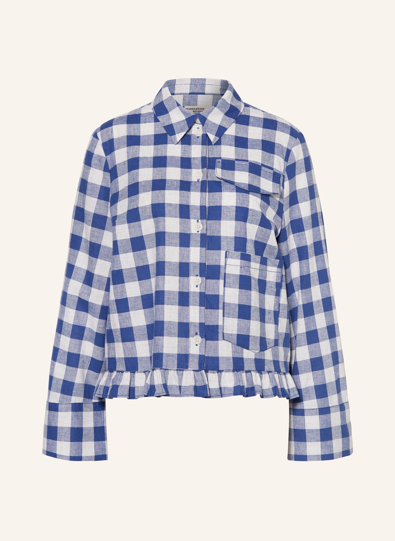 BAUM UND PFERDGARTEN Shirt blouse MILUNA with ruffles, Color: BLUE/ WHITE (Image 1)