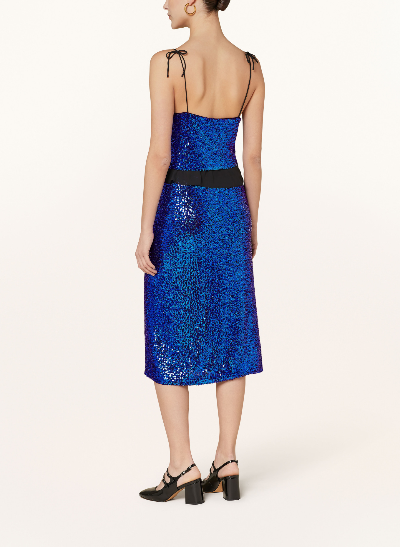 BAUM UND PFERDGARTEN Cropped-Top JOVANA mit Pailletten: BLAU / SCHWARZ