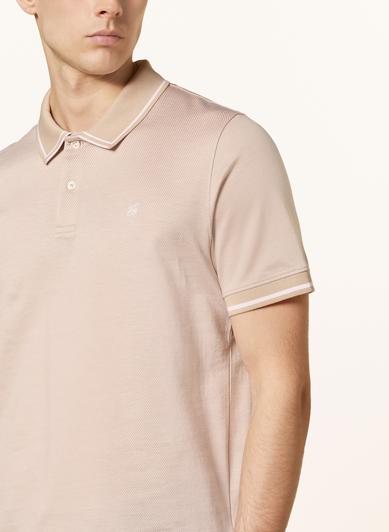 TED BAKER Jersey-Poloshirt HELTA Slim Fit, Farbe: BEIGE/ WEISS (Bild 4)