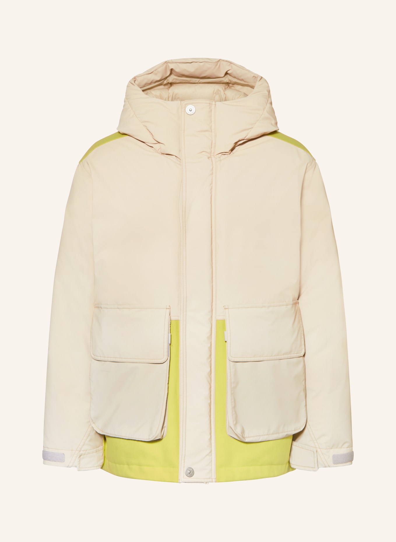 STONE ISLAND Down jacket in mixed materials in light brown yellow