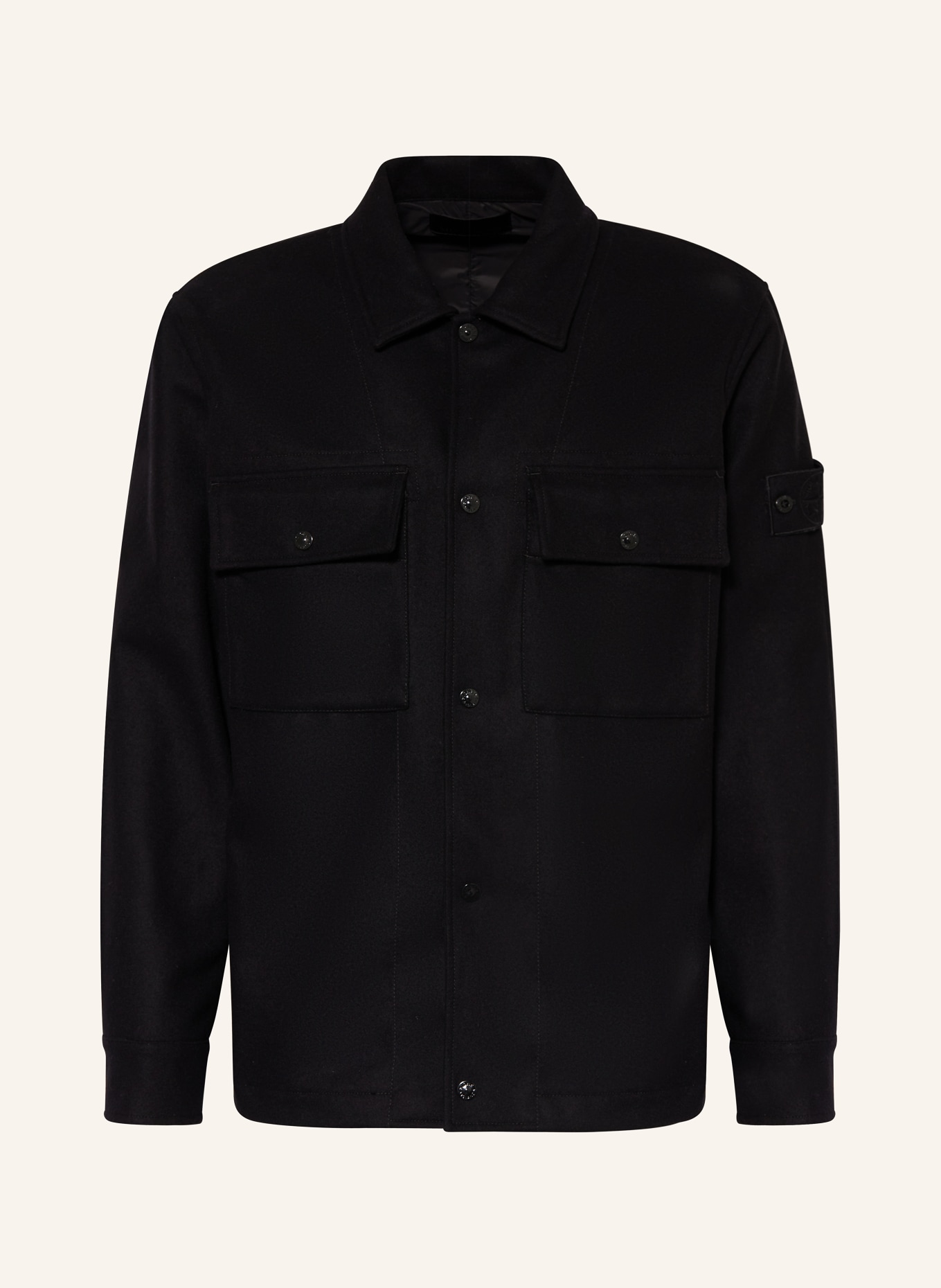 Black stone island overshirt on sale