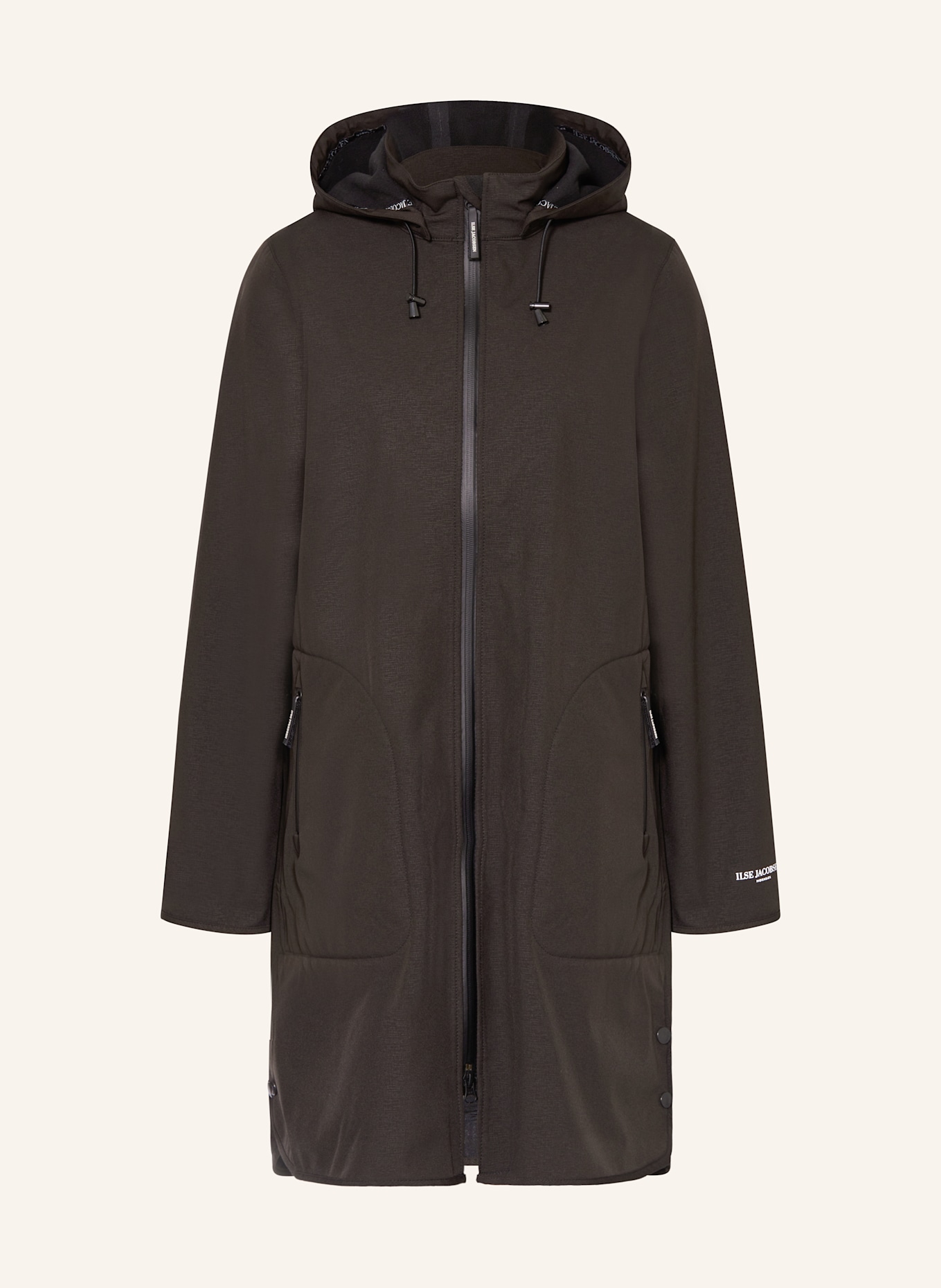 ILSE JACOBSEN Raincoat with removable hood: BLACK