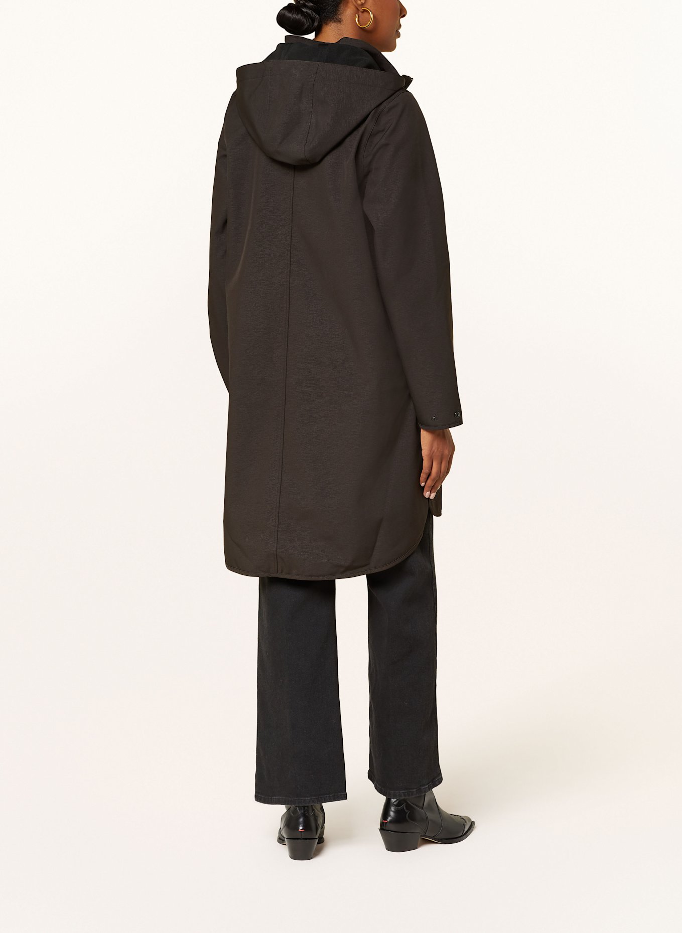ILSE JACOBSEN Raincoat with removable hood: BLACK