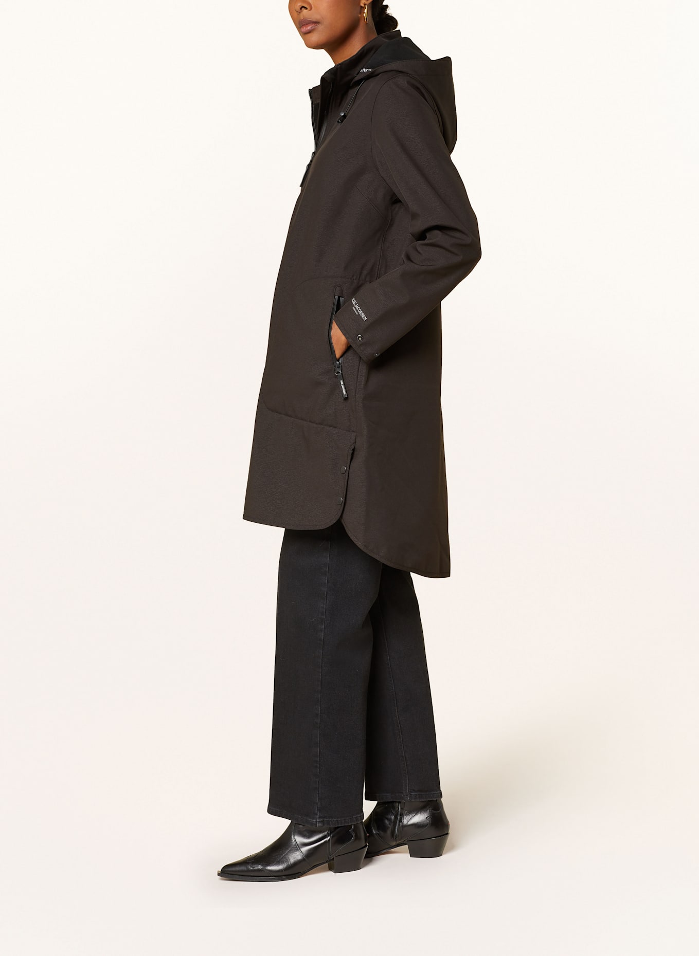 ILSE JACOBSEN Raincoat with removable hood: BLACK