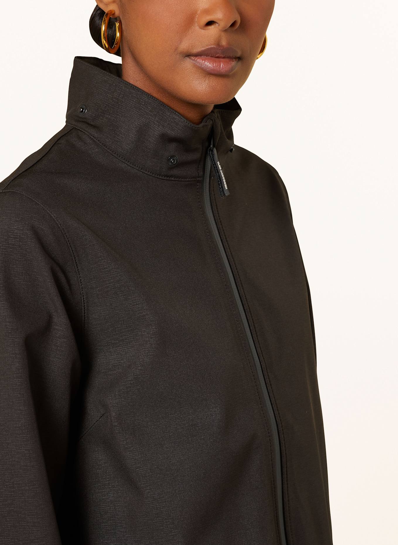ILSE JACOBSEN Raincoat with removable hood: BLACK