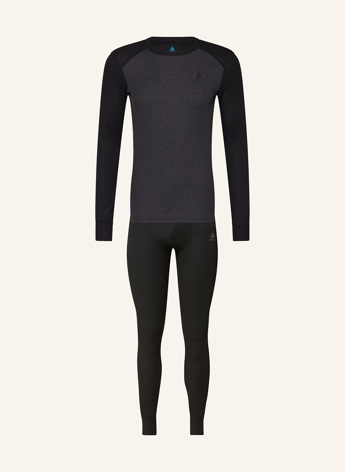 odlo Funktionswäsche-Set ACTIVE WARM: SCHWARZ / DUNKELGRAU