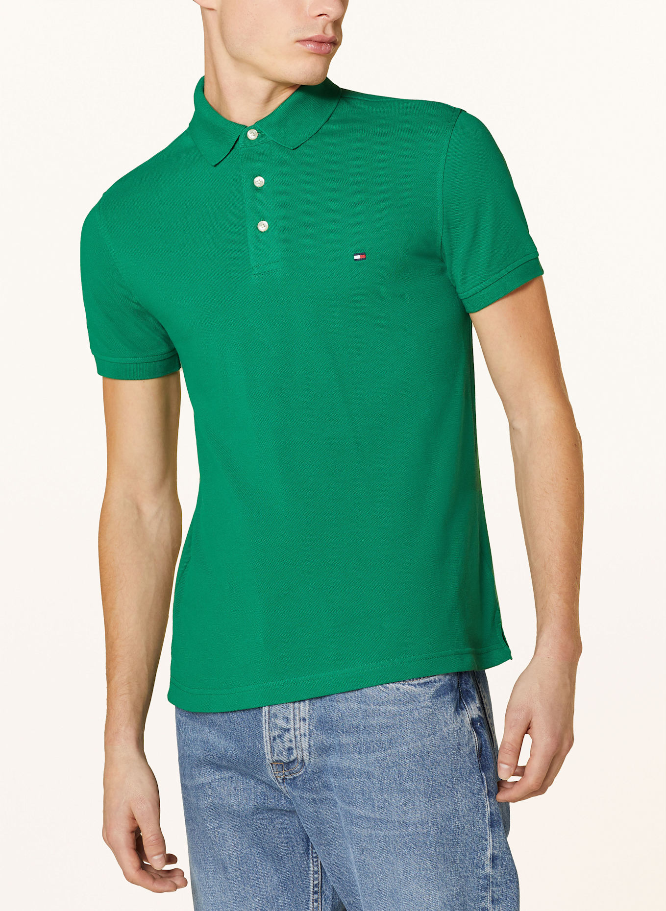 TOMMY HILFIGER Piqué-Poloshirt Slim Fit: GRÜN