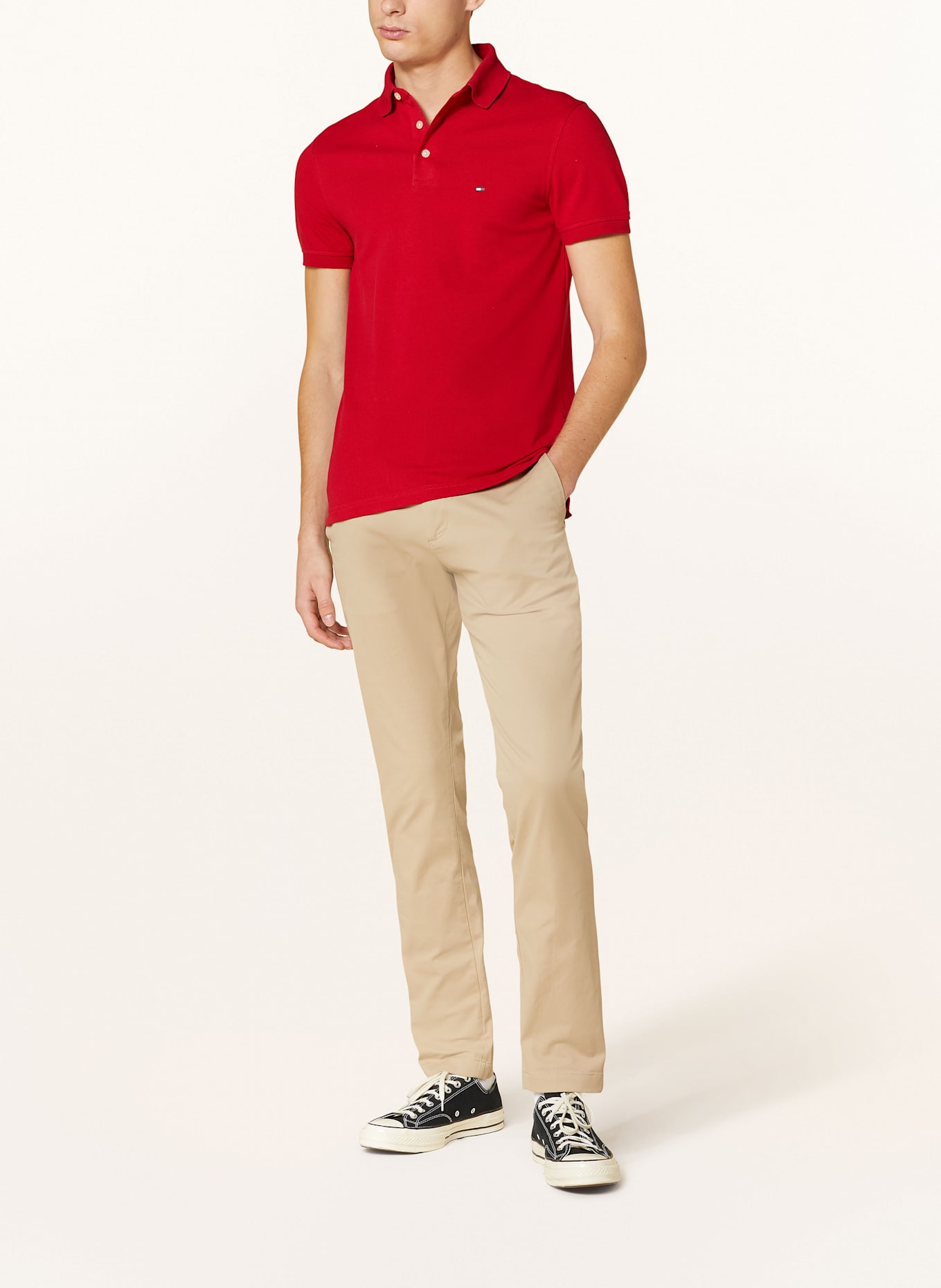 TOMMY HILFIGER Piqué-Poloshirt Slim Fit: ROT