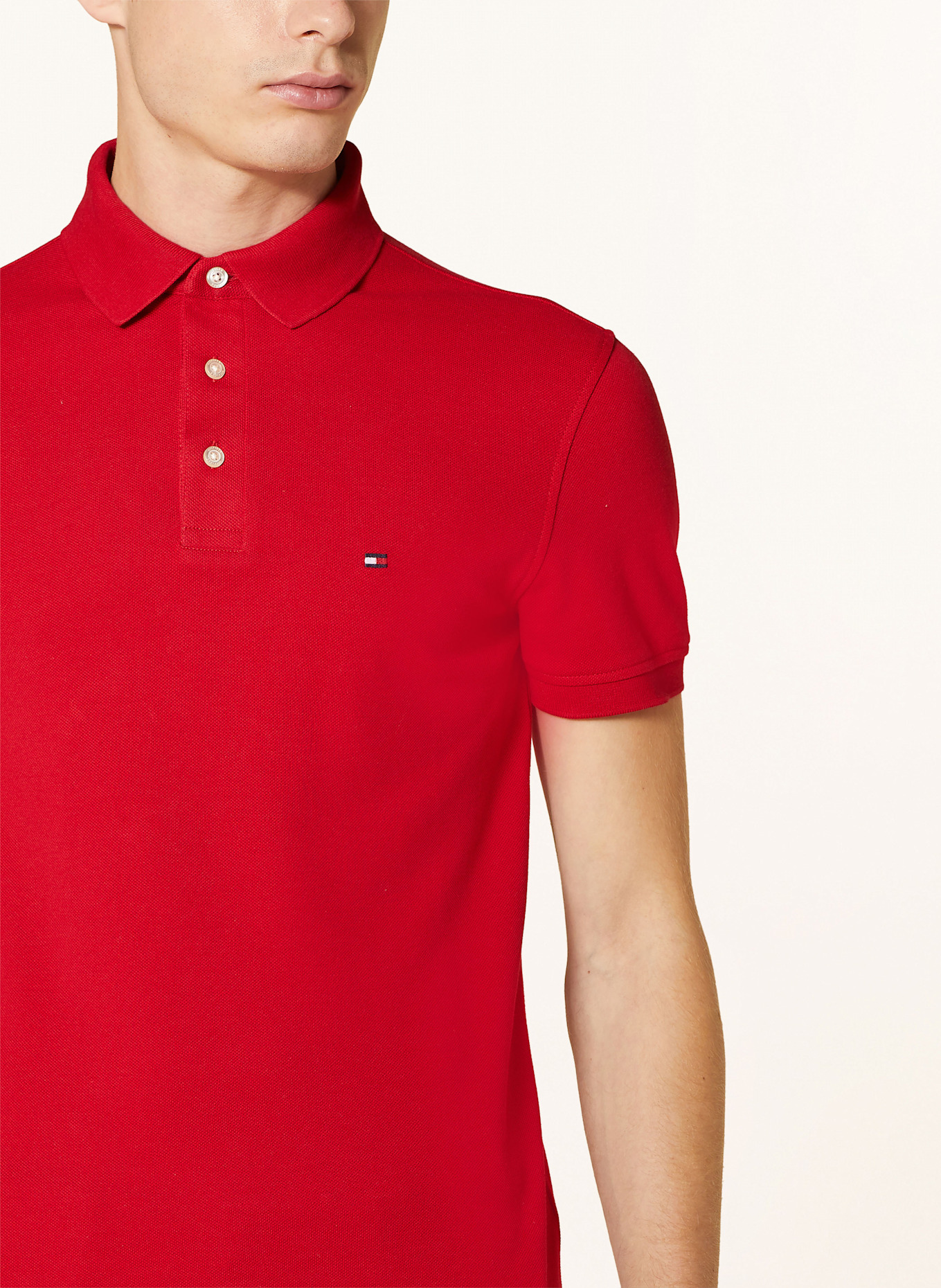 TOMMY HILFIGER Piqué-Poloshirt Slim Fit: ROT